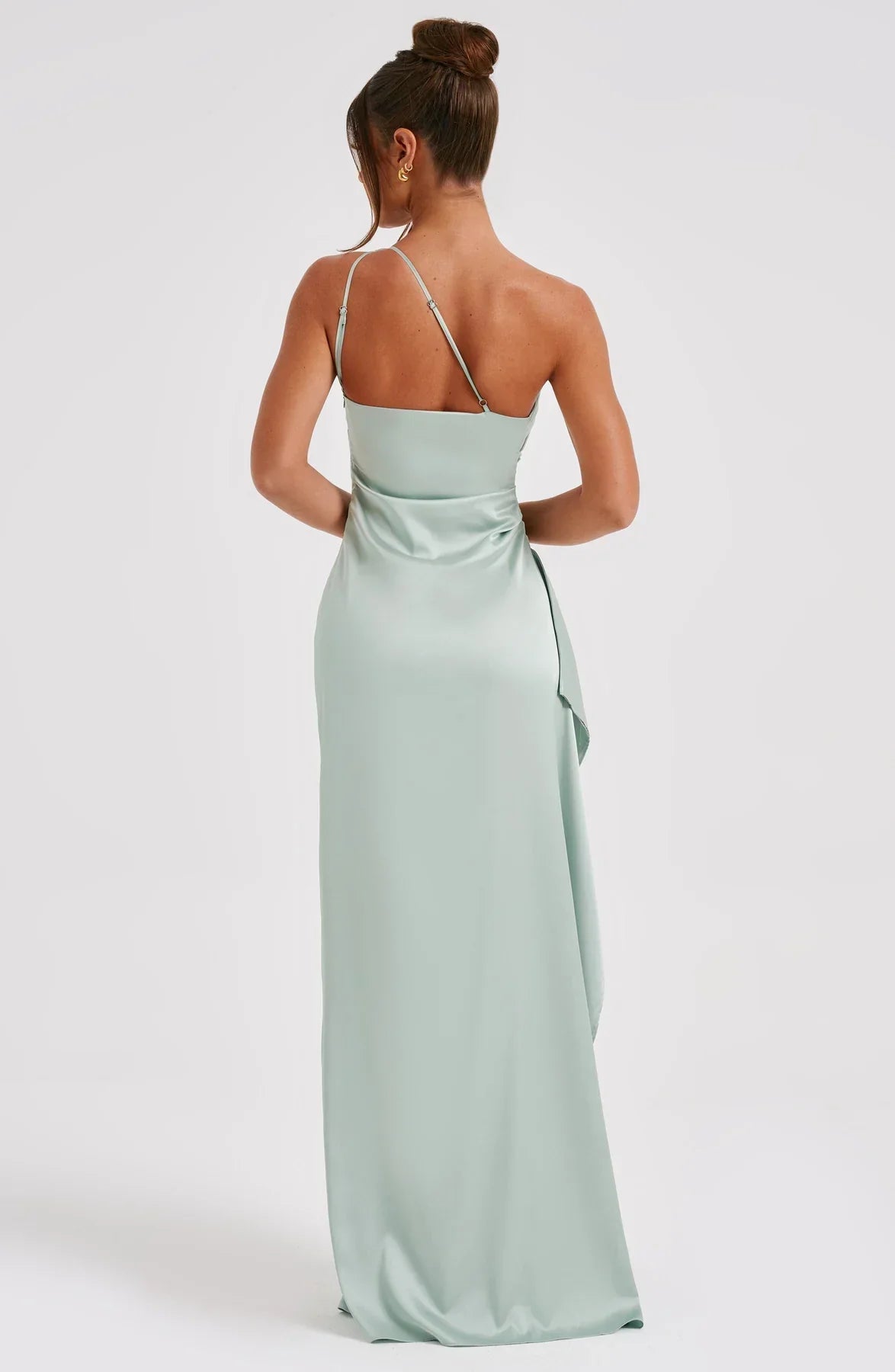 Satijnen Maxi-jurk met One-shoulder en Split