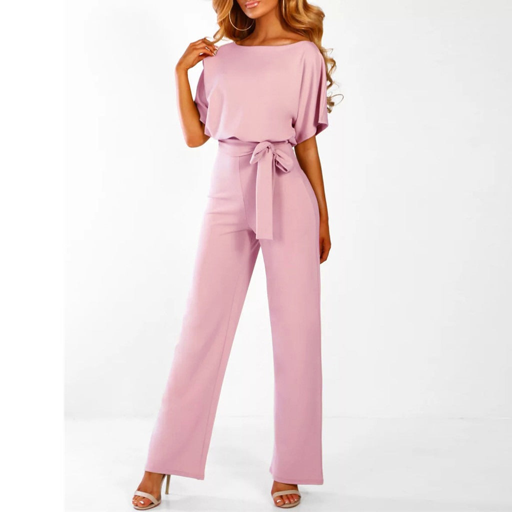 Jumpsuit met Getailleerde Ceintuur en Kimouwen