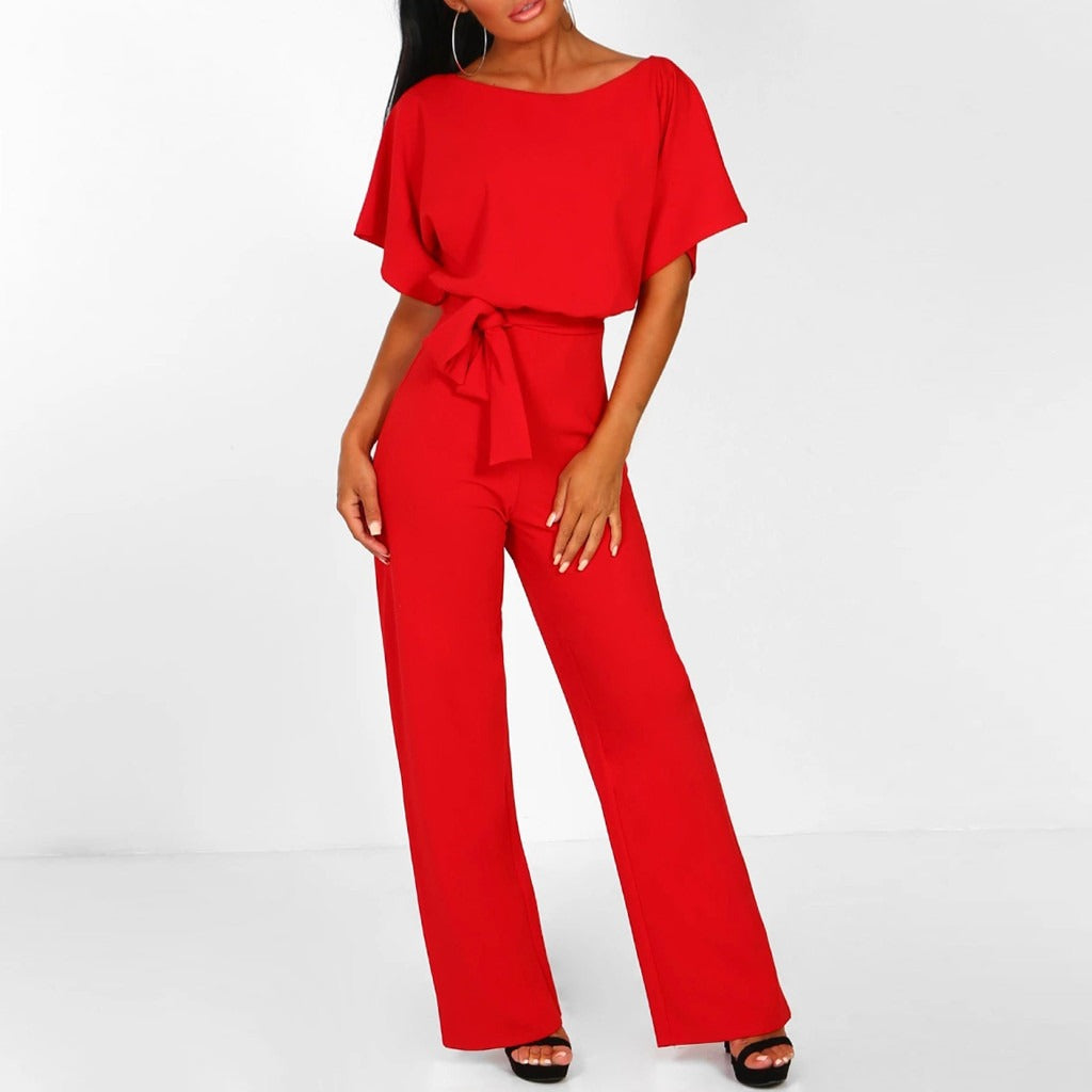 Jumpsuit met Getailleerde Ceintuur en Kimouwen