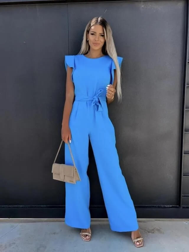 Jumpsuit met Ruffle Mouwen en Ceintuur