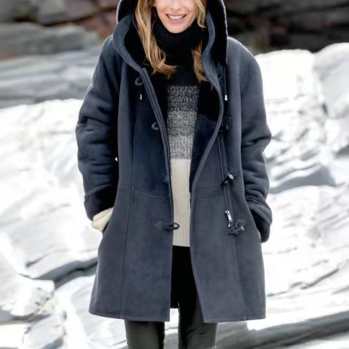 Louise - Warme Suède Duffel Winterjas