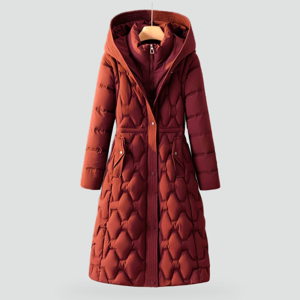 Denise - Elegante Gewatteerde Maxi Winterjas