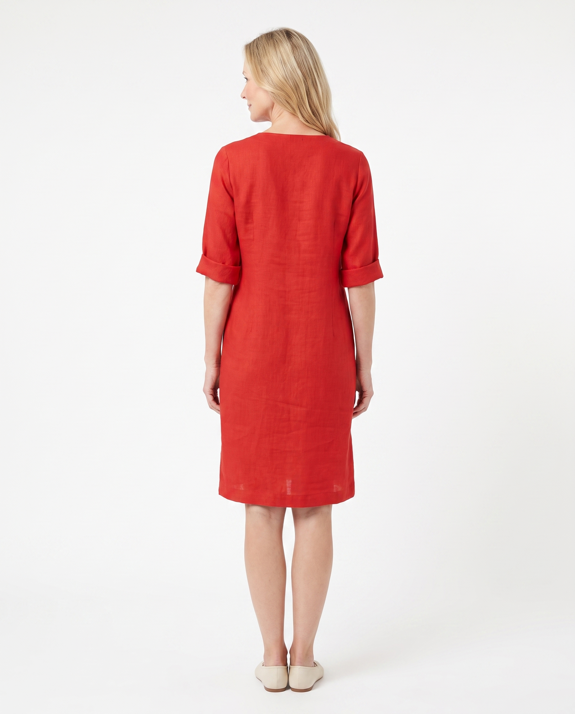 Linnenlook Tuniekjurk met Split-V-hals