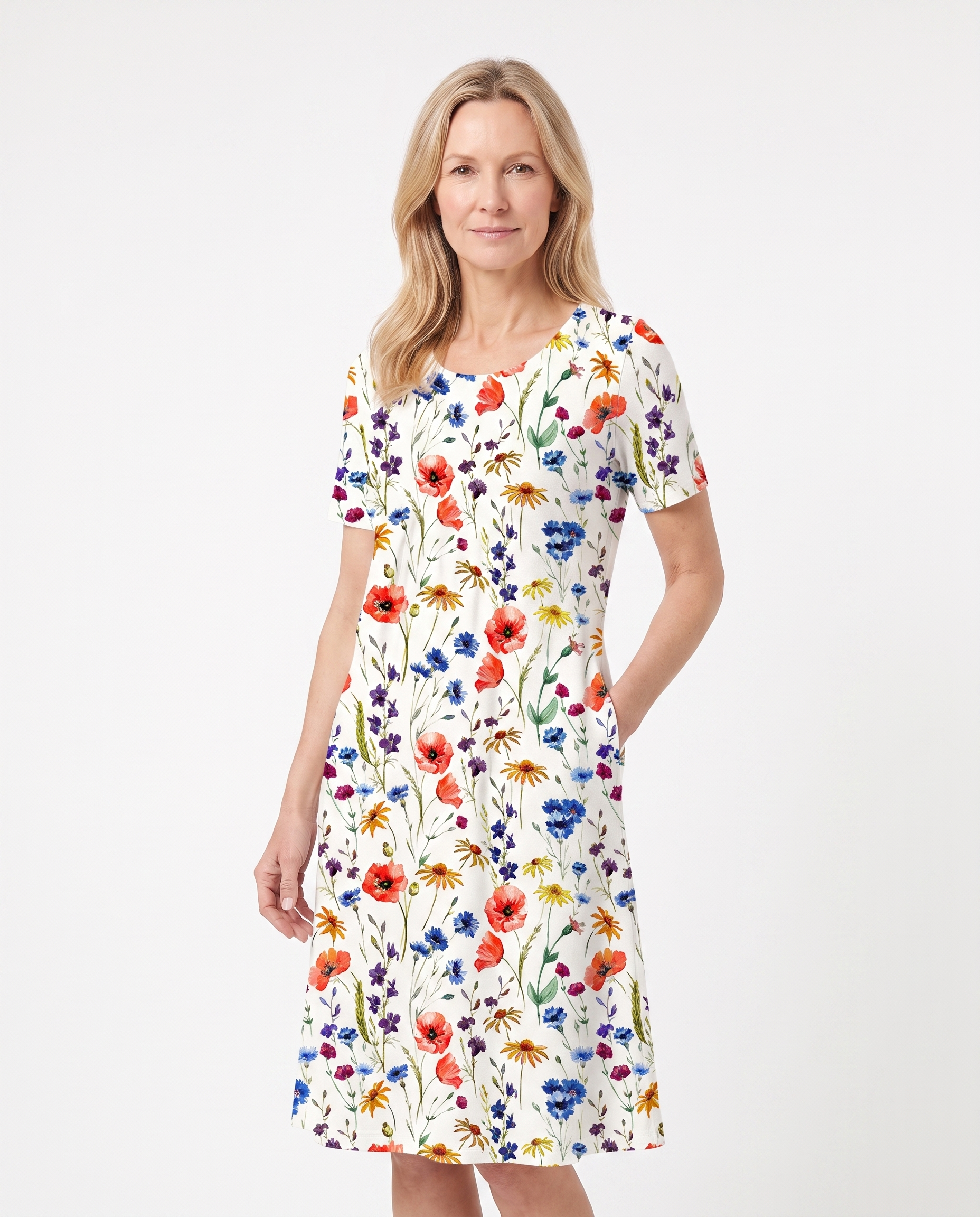 Bloemenprint Midi-jurk met Zakken