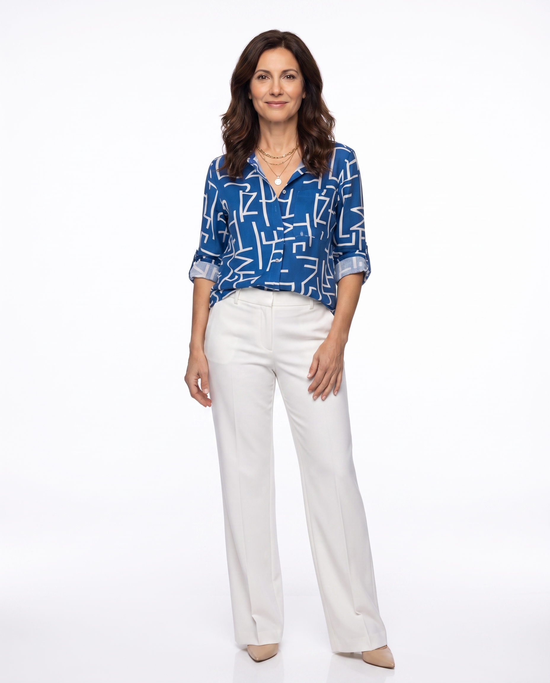 Satijnen Blouse met Grafische Print