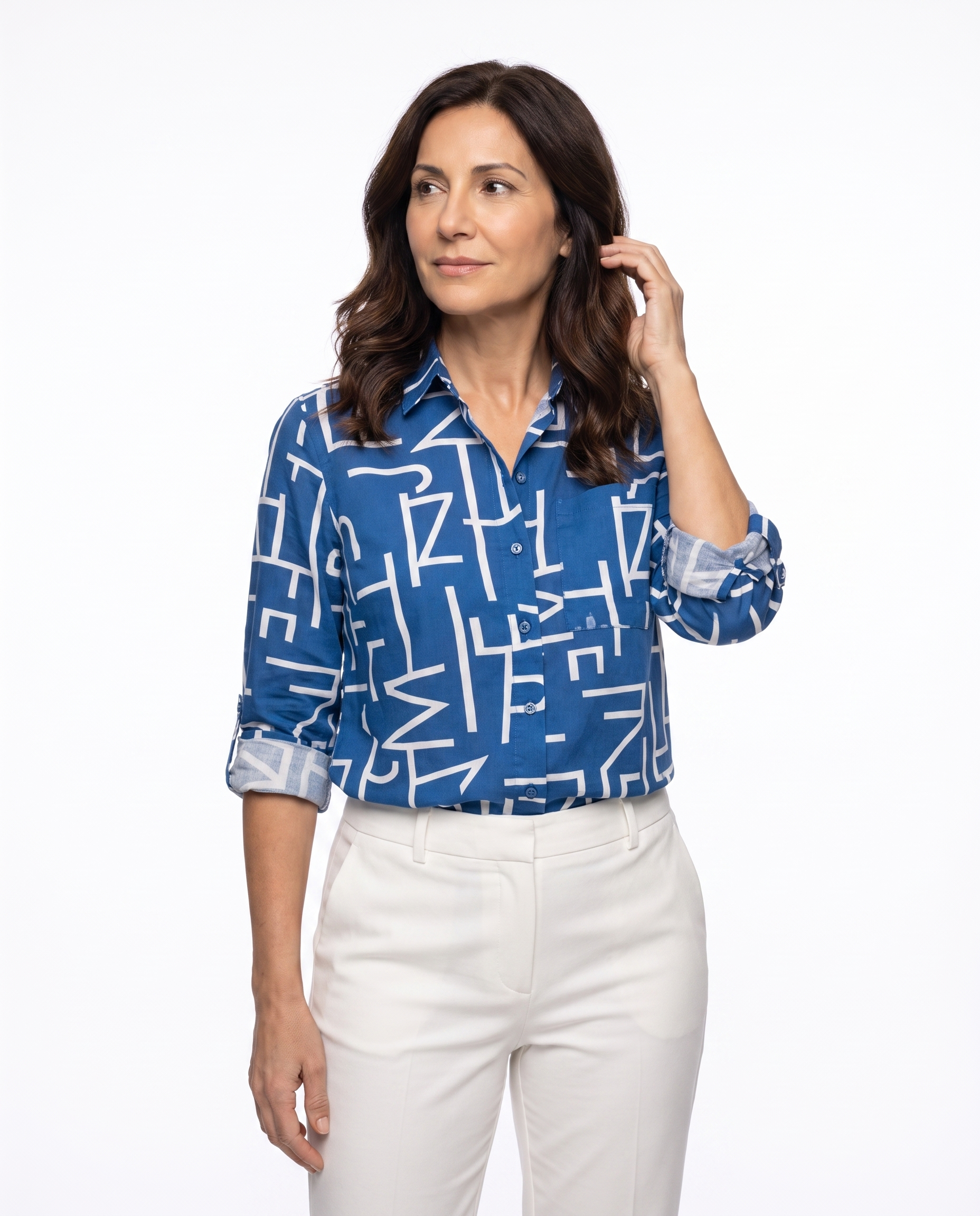 Satijnen Blouse met Grafische Print