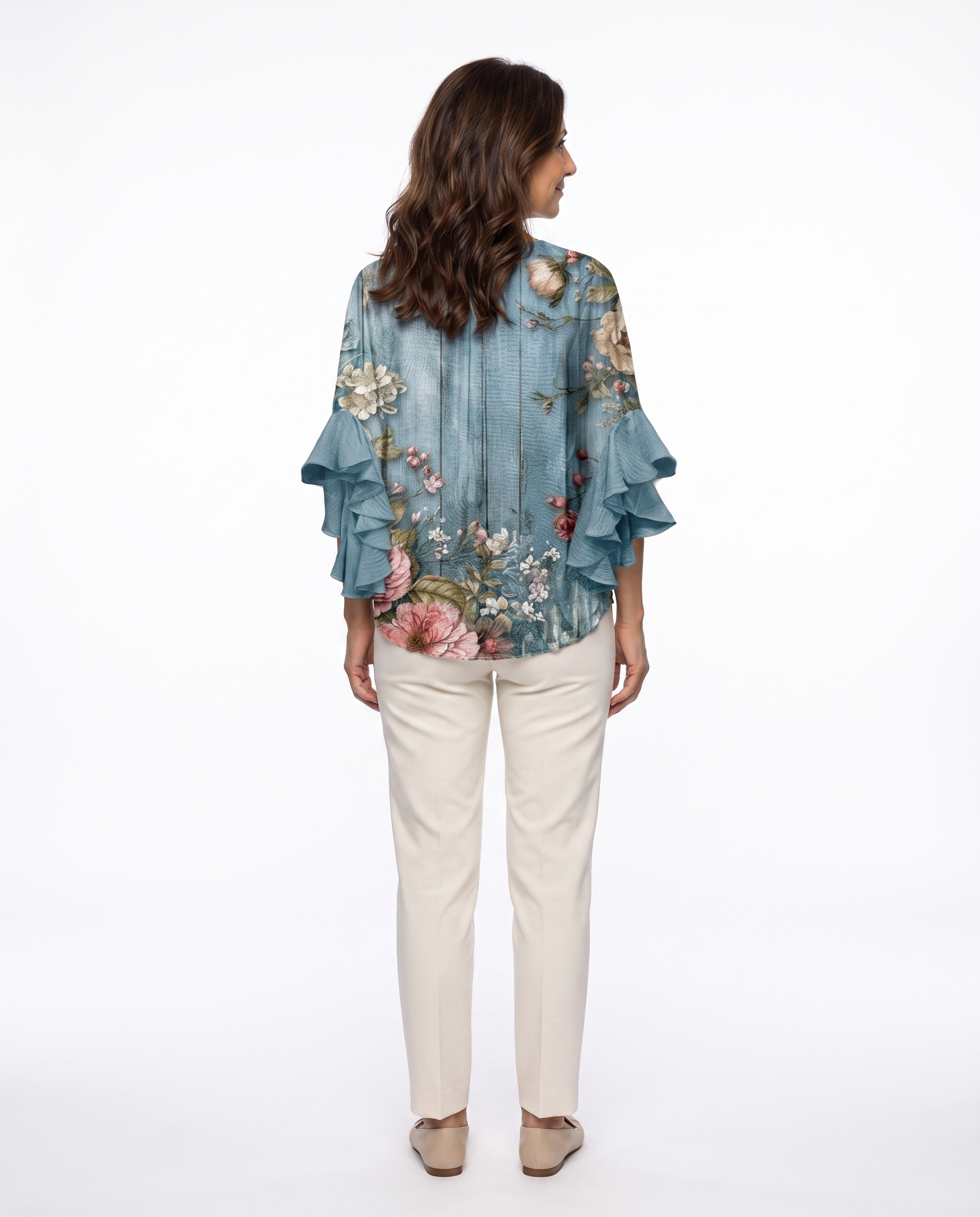 Bloemenblouse met Volant Mouwen