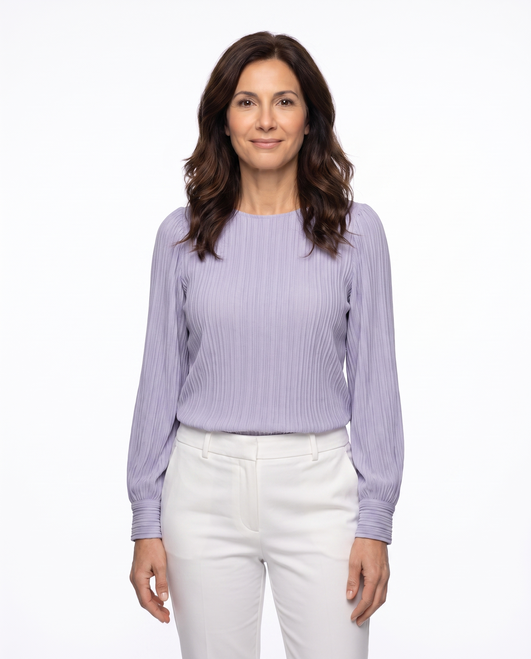 Geplooide Blouse met Pofmouwen