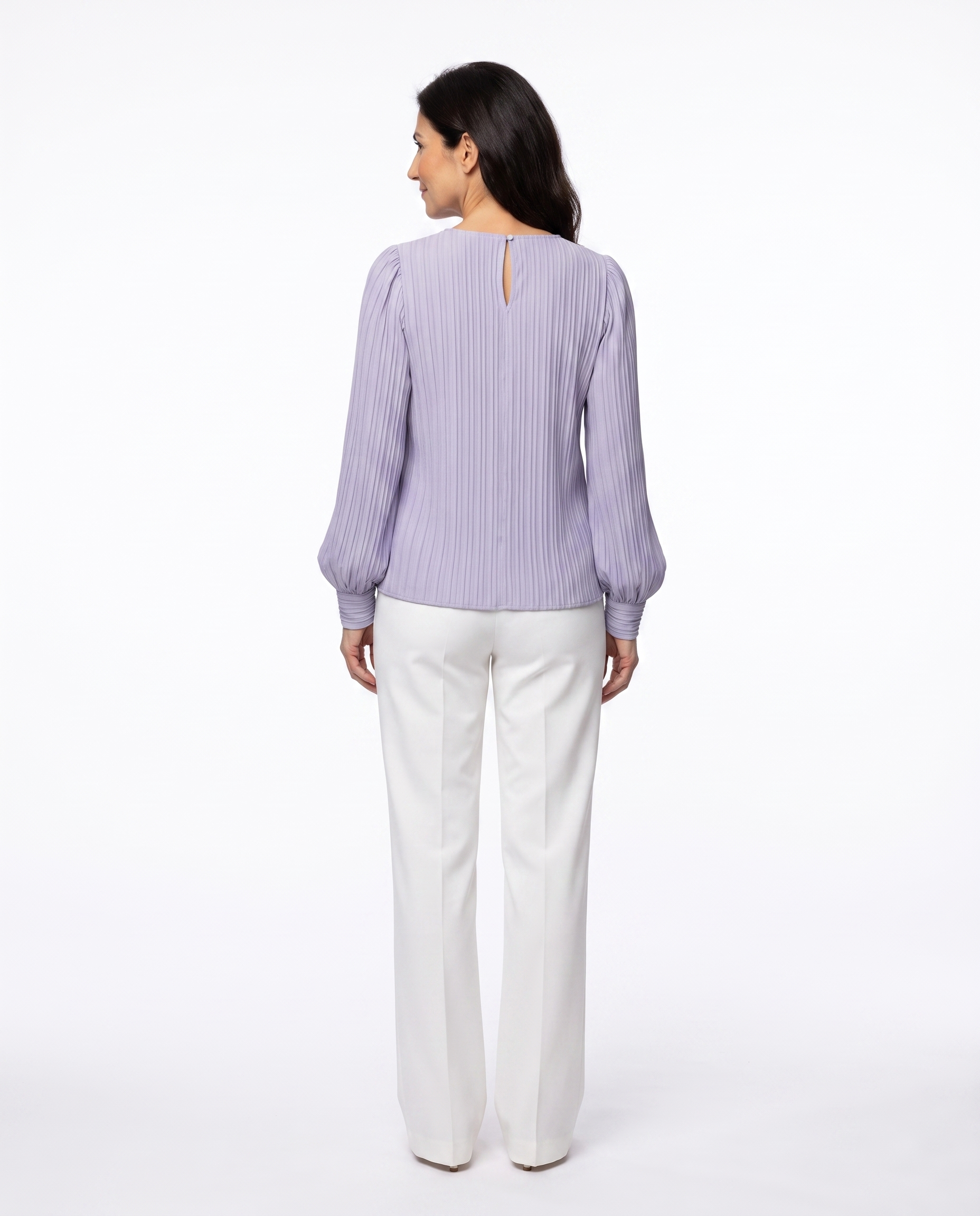 Geplooide Blouse met Pofmouwen