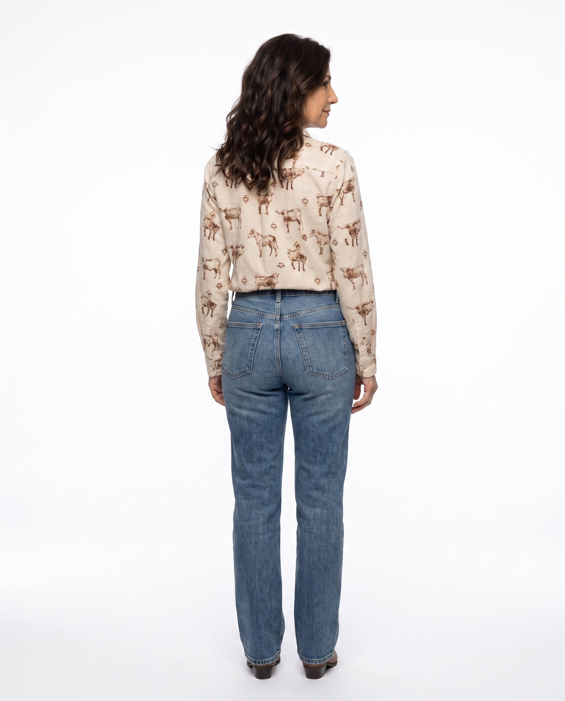 Western Blouse met Longhorn Print