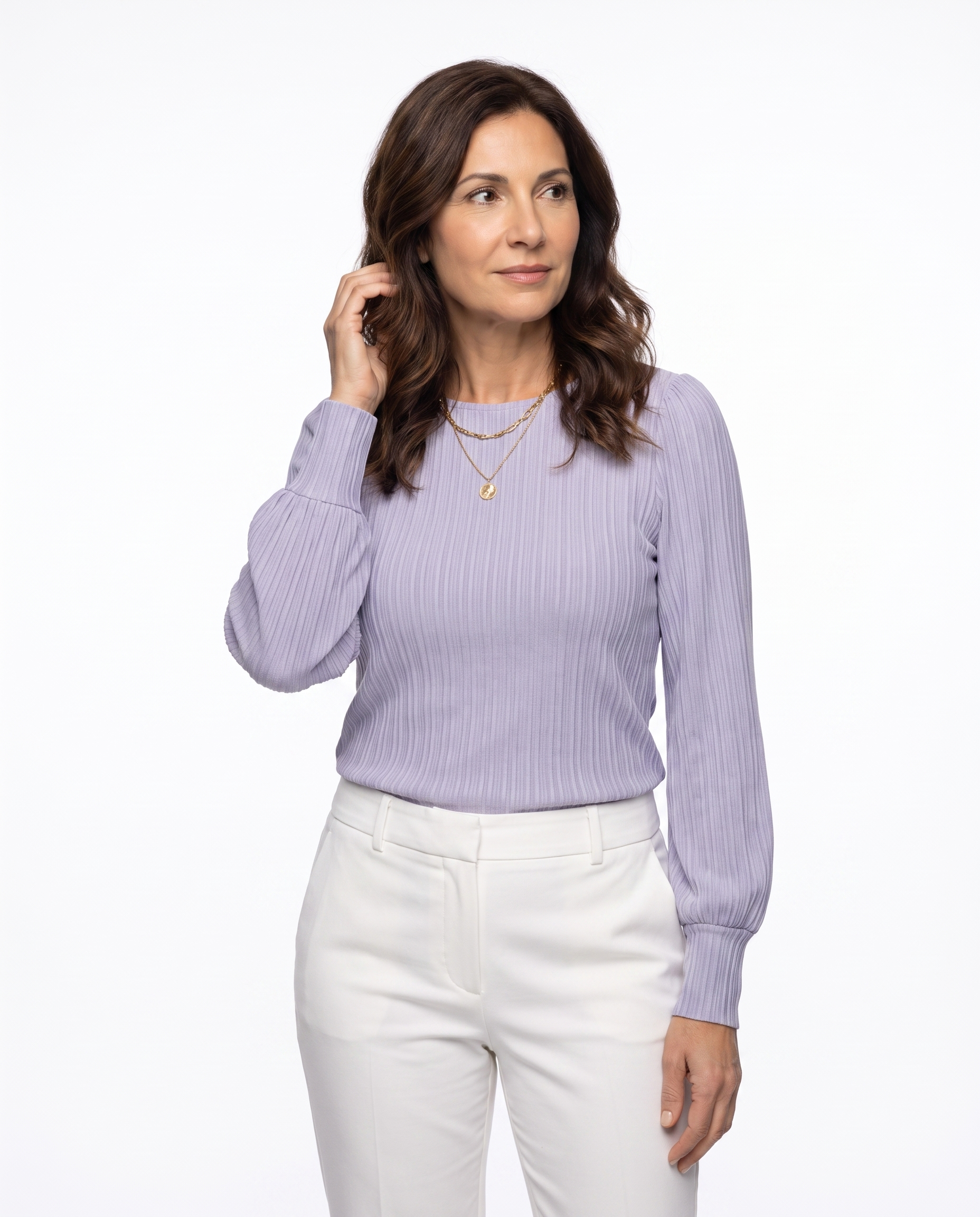 Geplooide Blouse met Pofmouwen