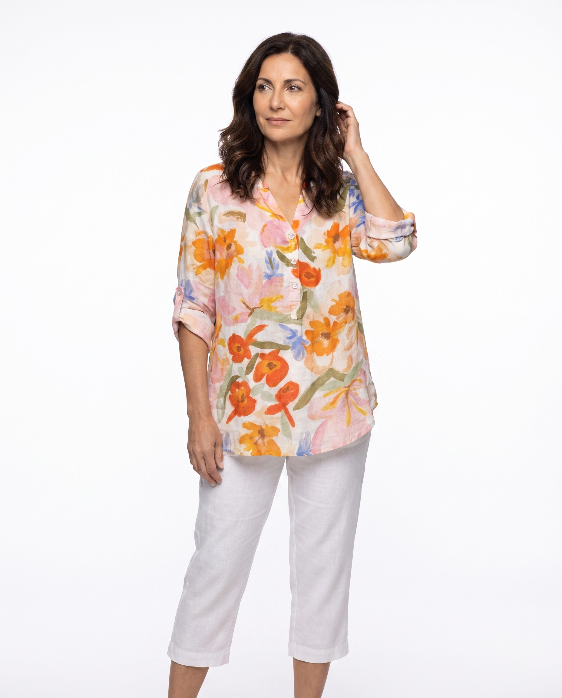 Katoenen Blouse met Bloemenprint en Losvallend Model