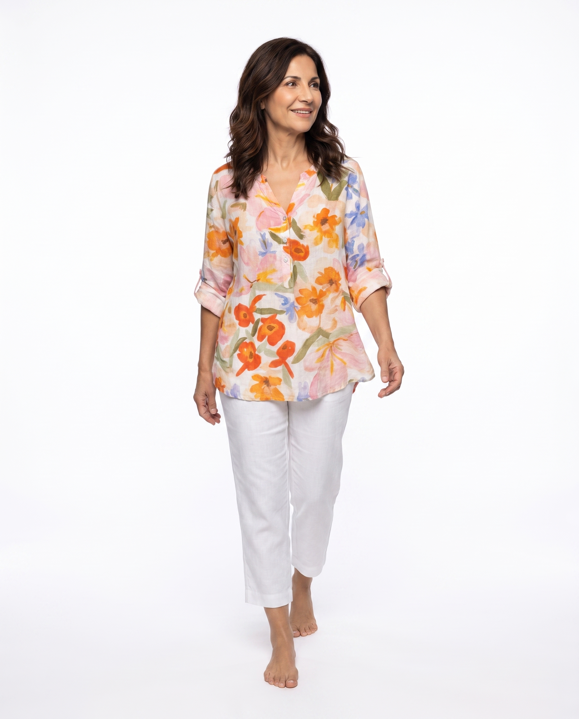 Katoenen Blouse met Bloemenprint en Losvallend Model