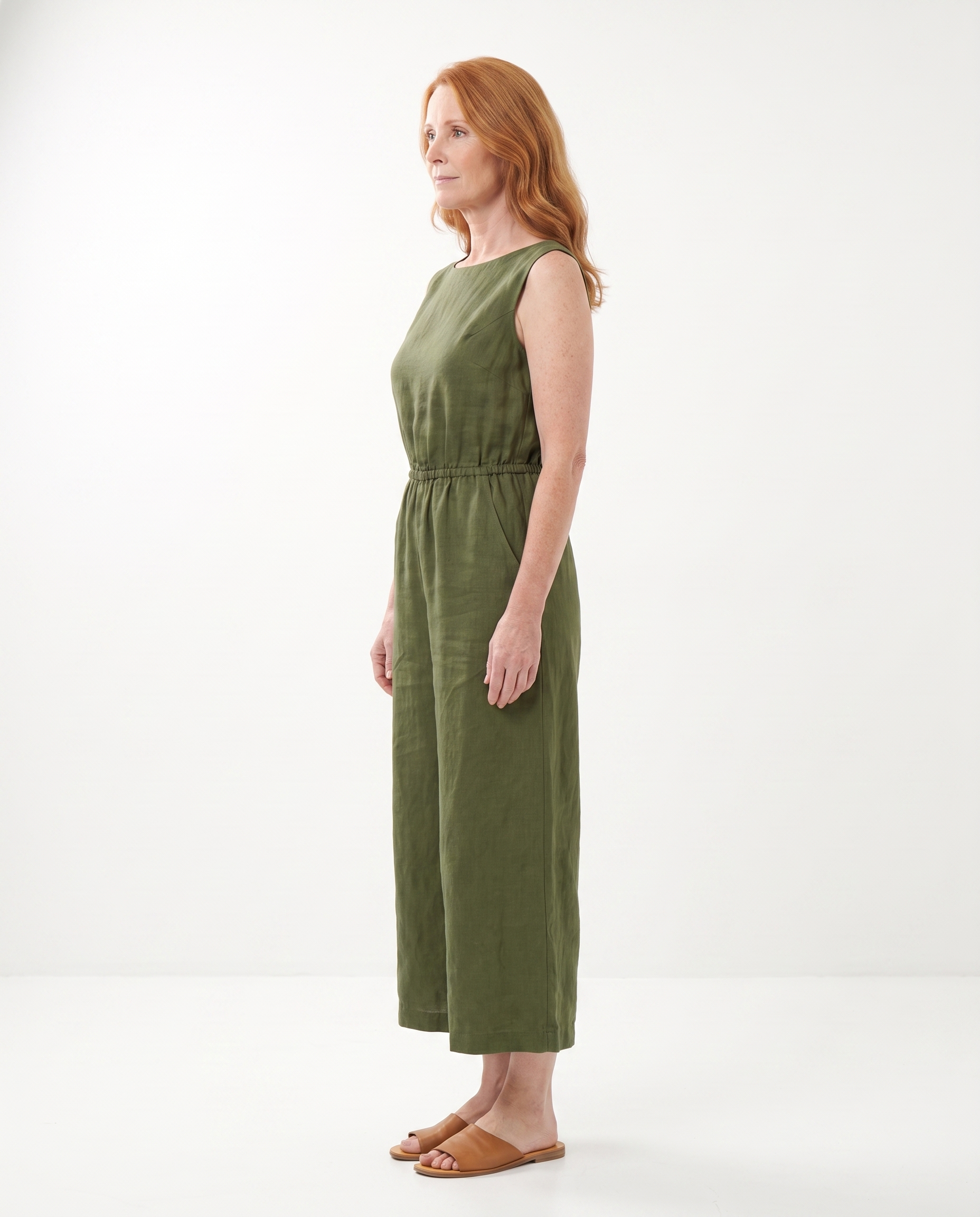 Linnen Jumpsuit met Wijde Pijpen