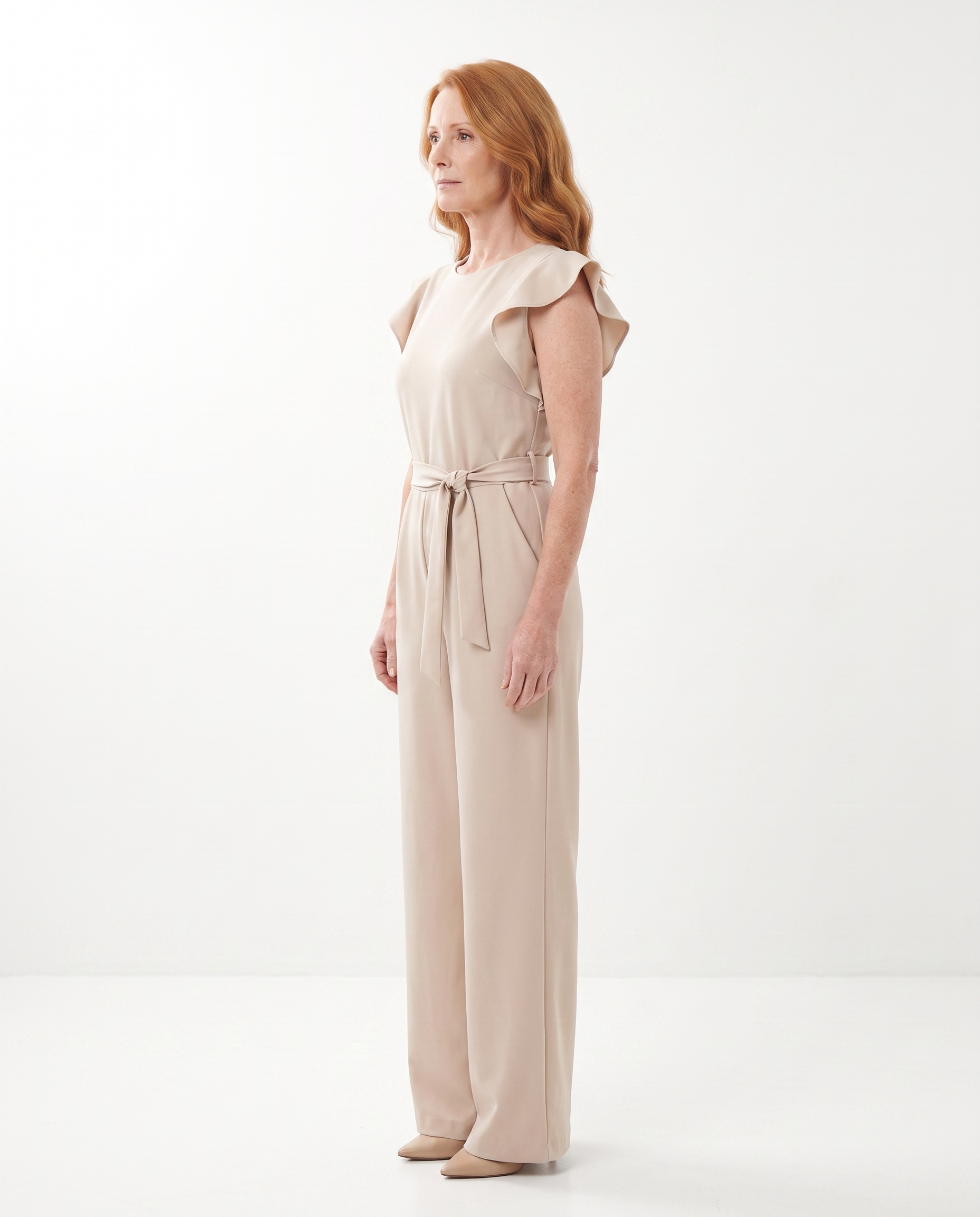 Jumpsuit met Ruffle Mouwen en Ceintuur