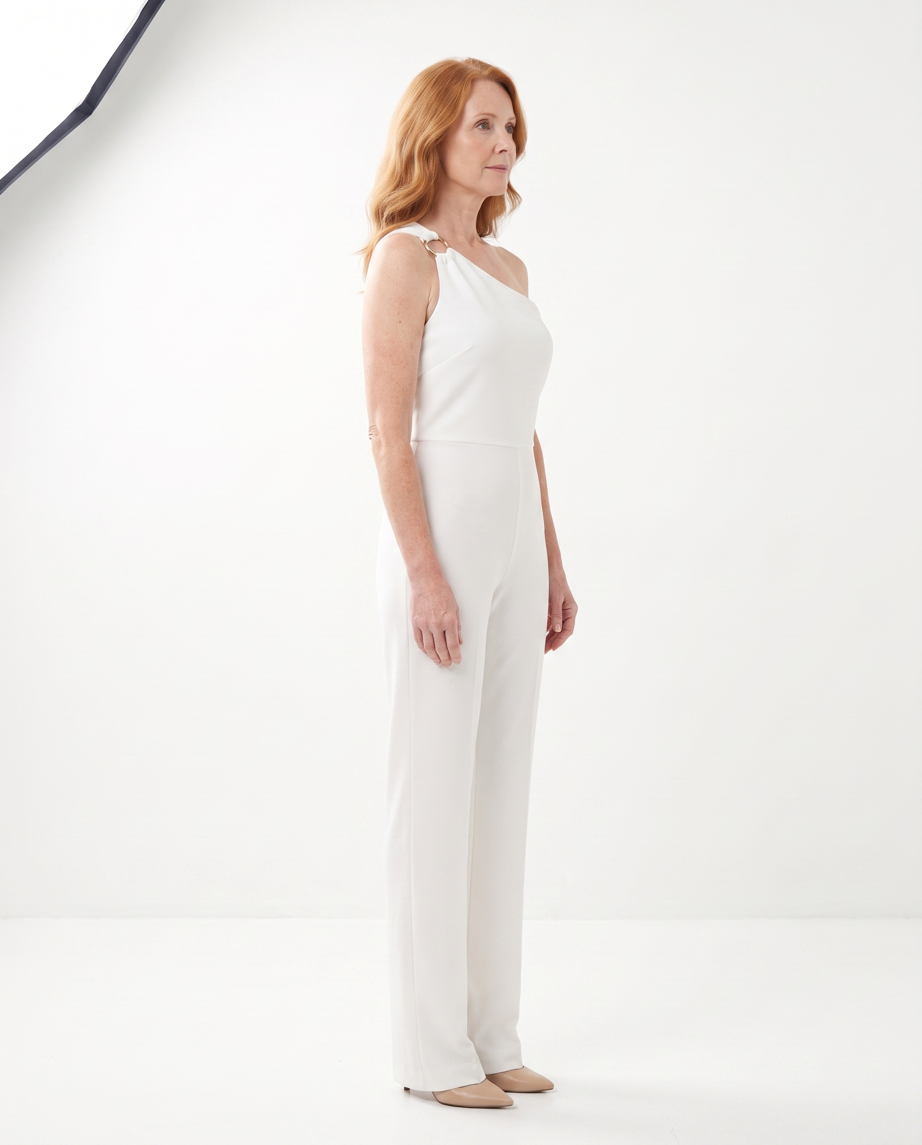 Jumpsuit met Asymmetrische Schouder en Ringdetail