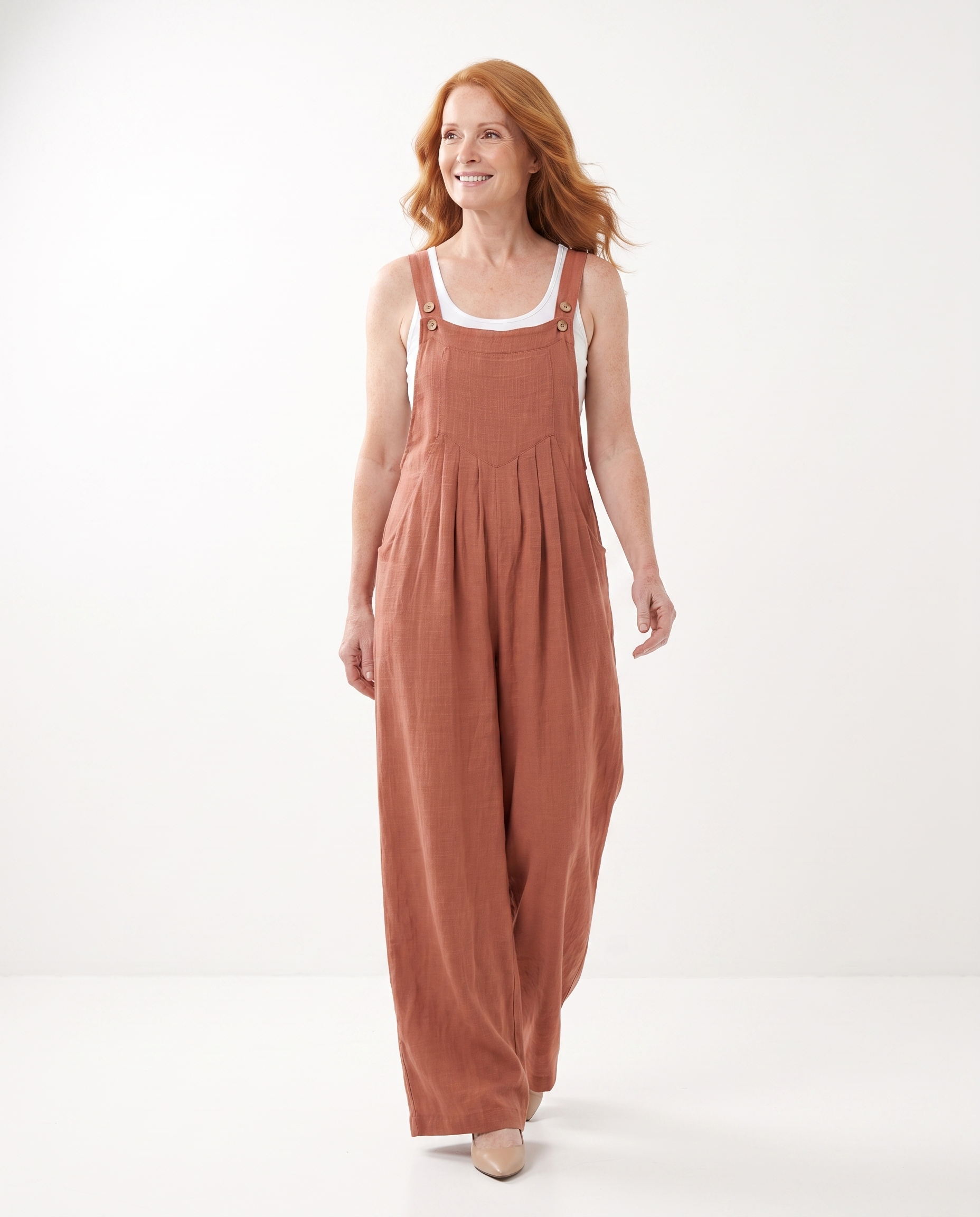 Linnen Jumpsuit met Wijde Pijpen en Bretels