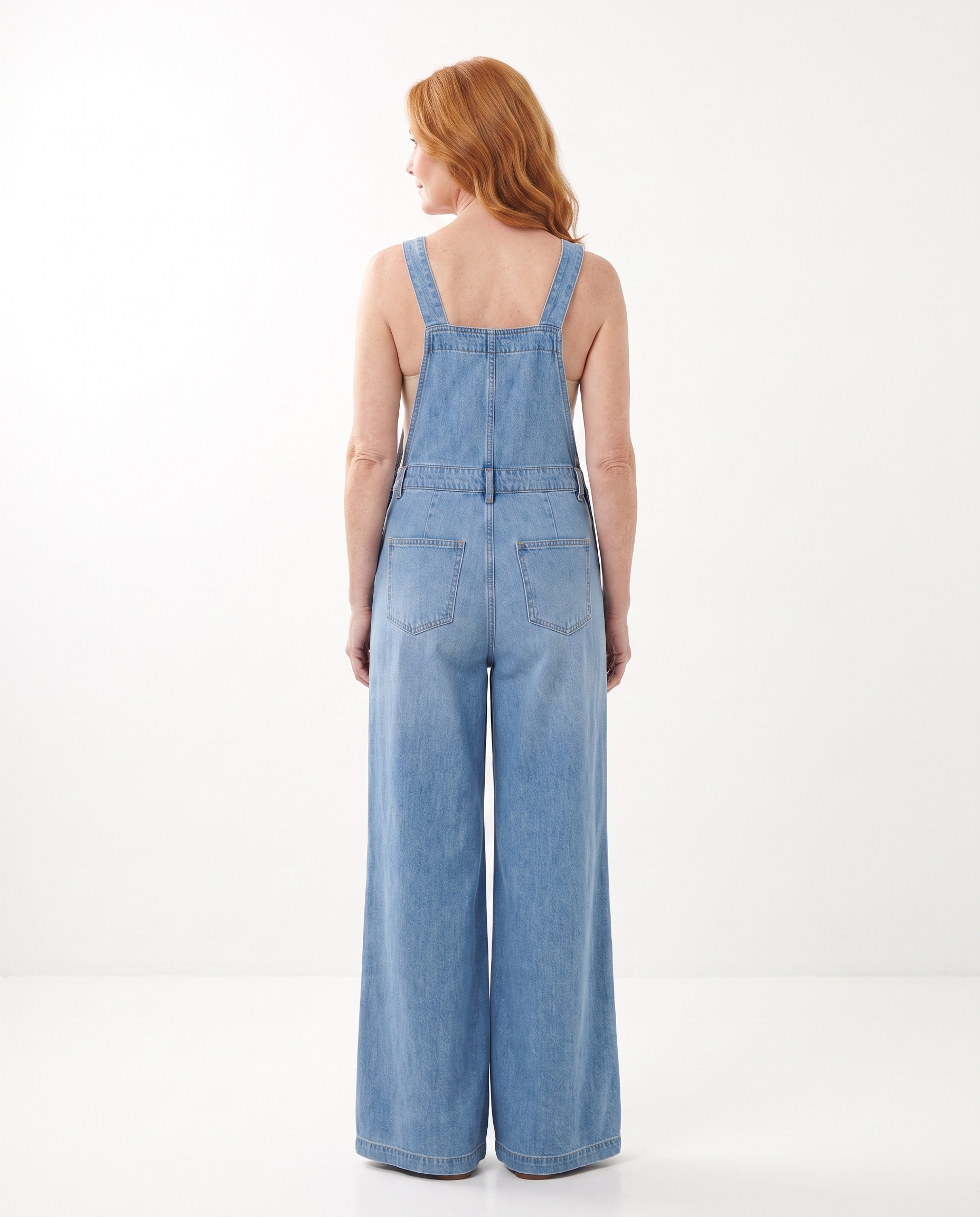 Denim Salopette met Wijde Pijpen