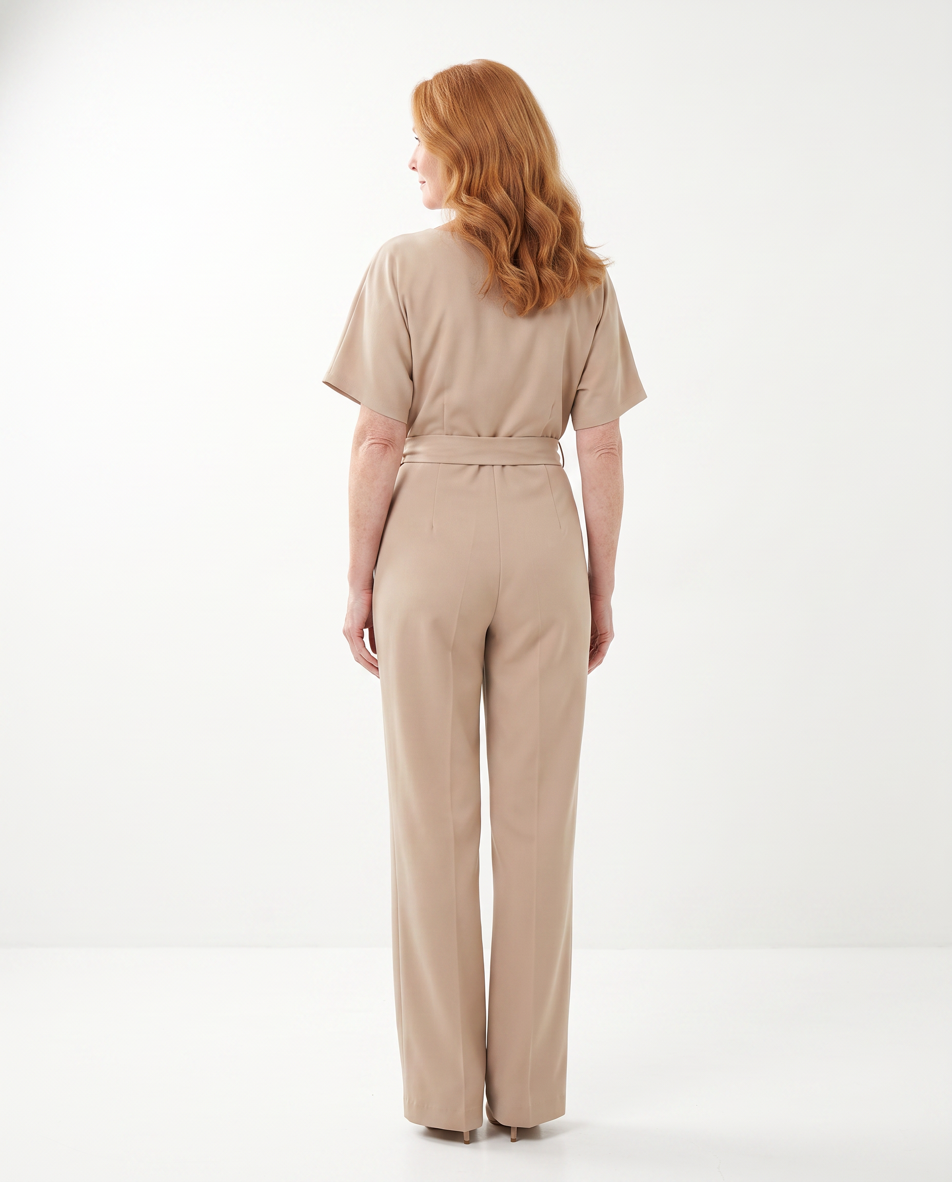 Jumpsuit met Getailleerde Ceintuur en Kimouwen
