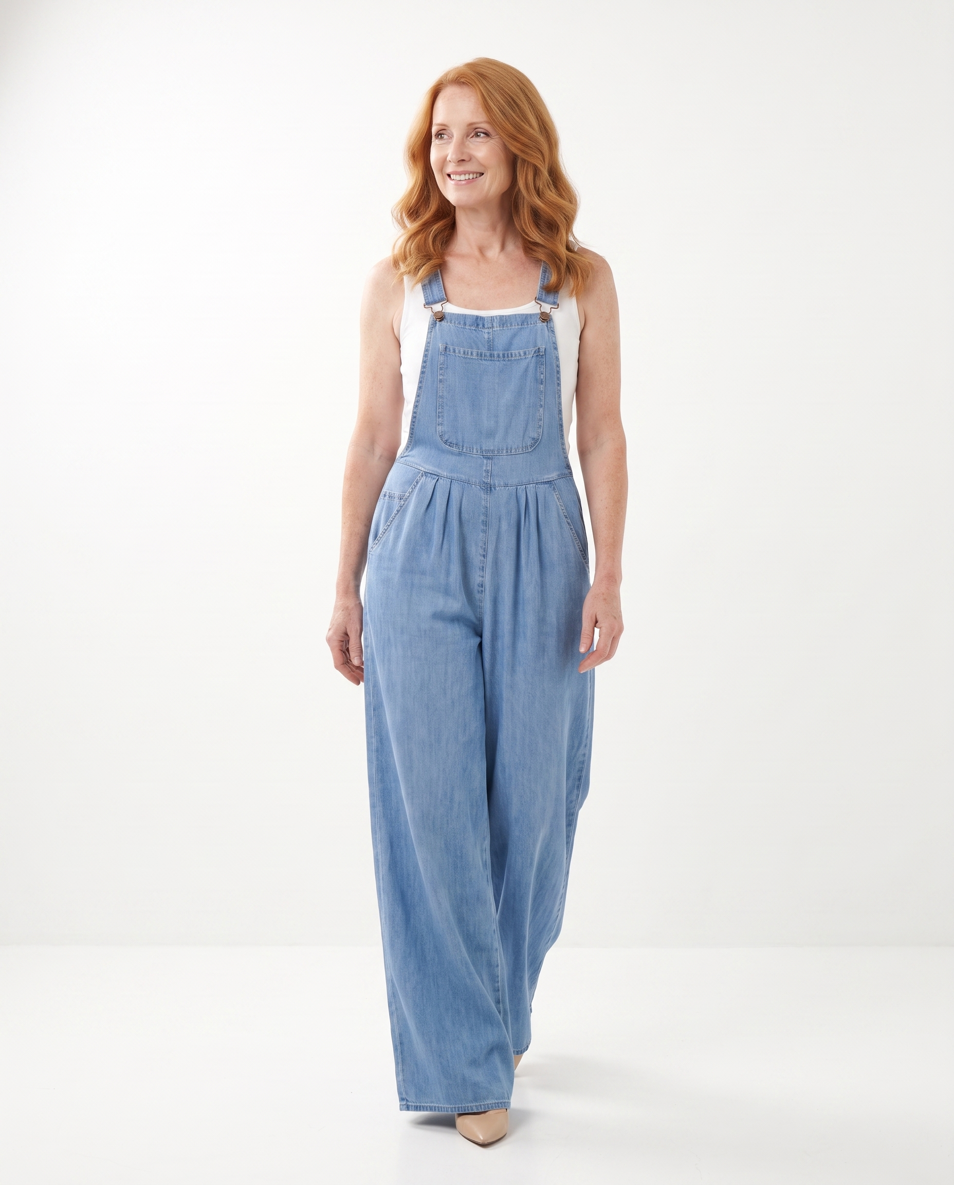 Denim Salopette met Wijde Pijpen