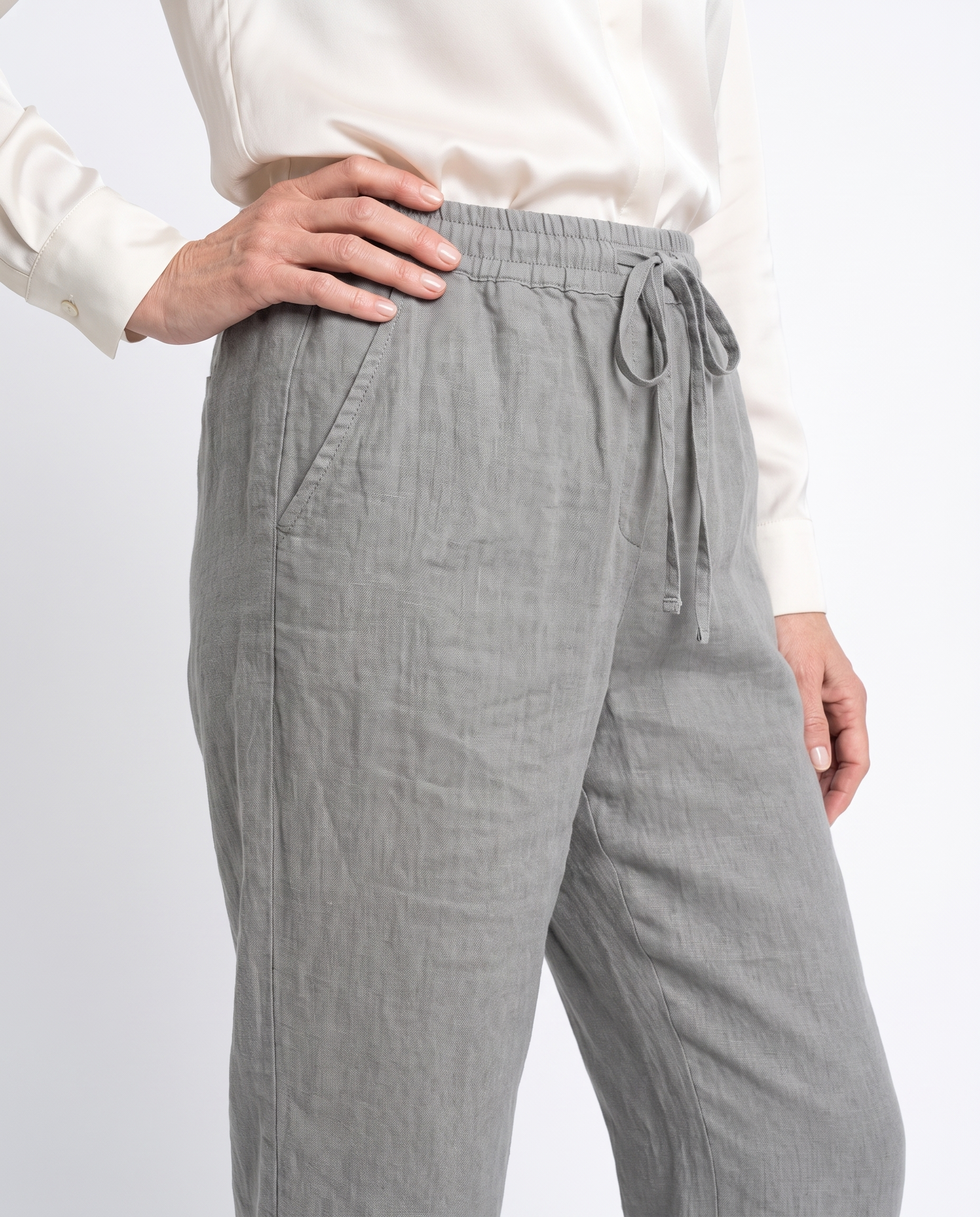 Linnen Pantalon met Elastische Taille en Steekzakken