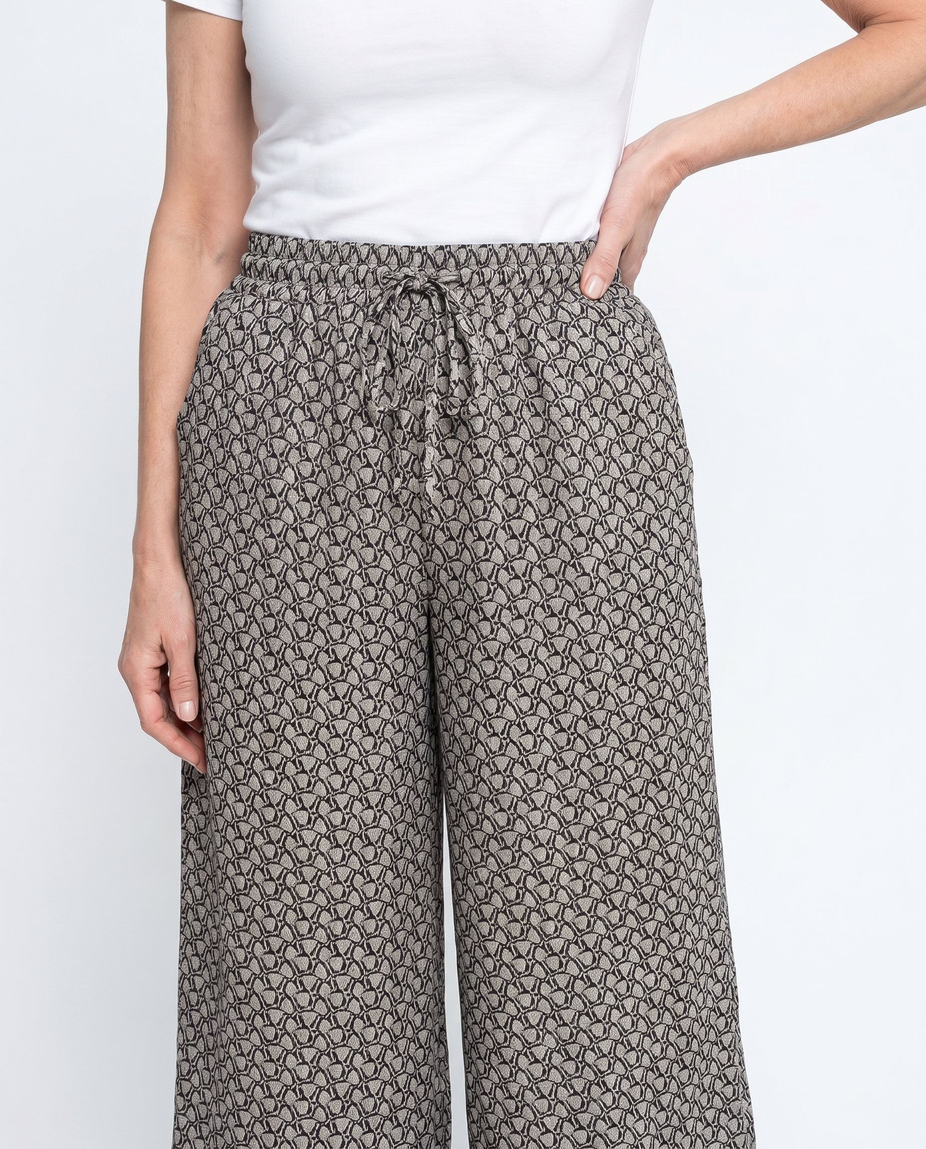 Grafisch Geprinte Wijde Broek met Getailleerde Boord