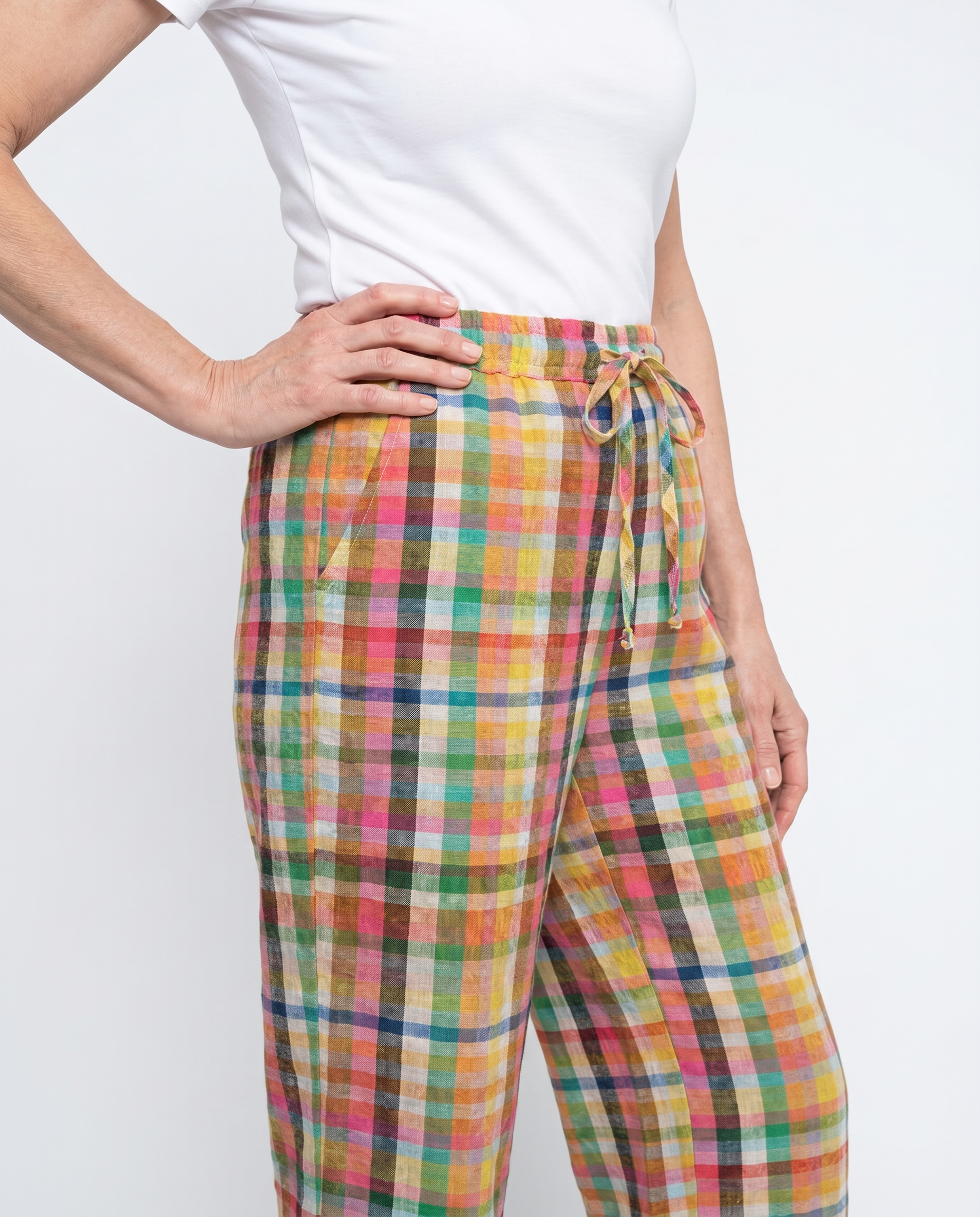 Katoenen Ruitpatroon Broek met Omslag