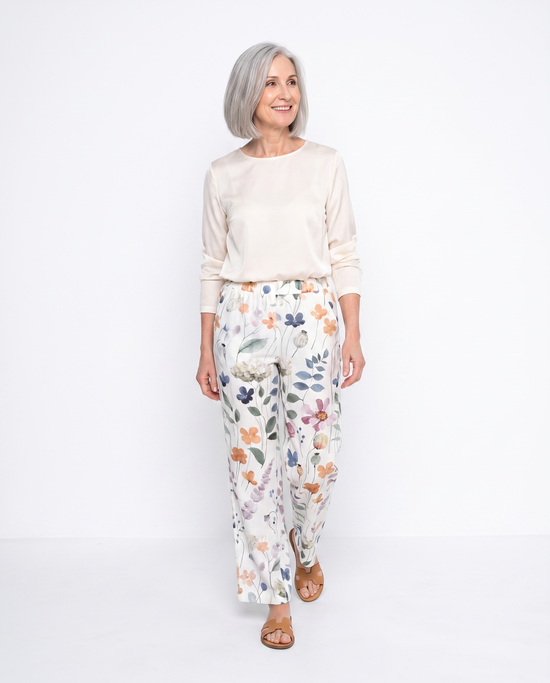 Linnen Broek met Bloemenprint