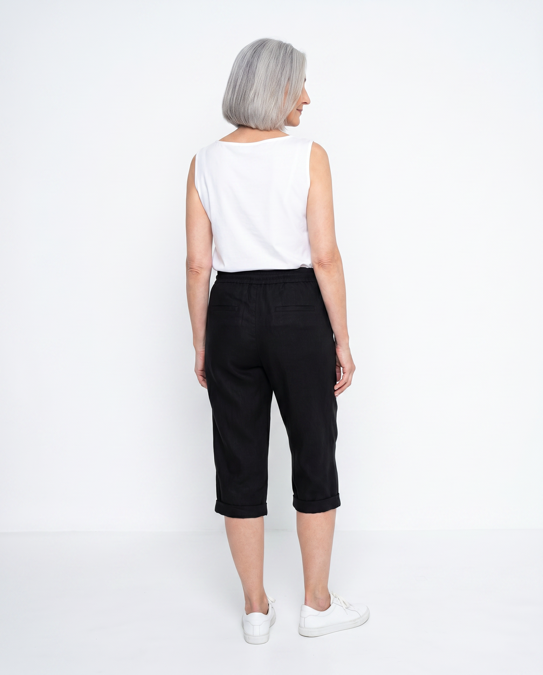 Linnen Capribroek met Elastische Taille