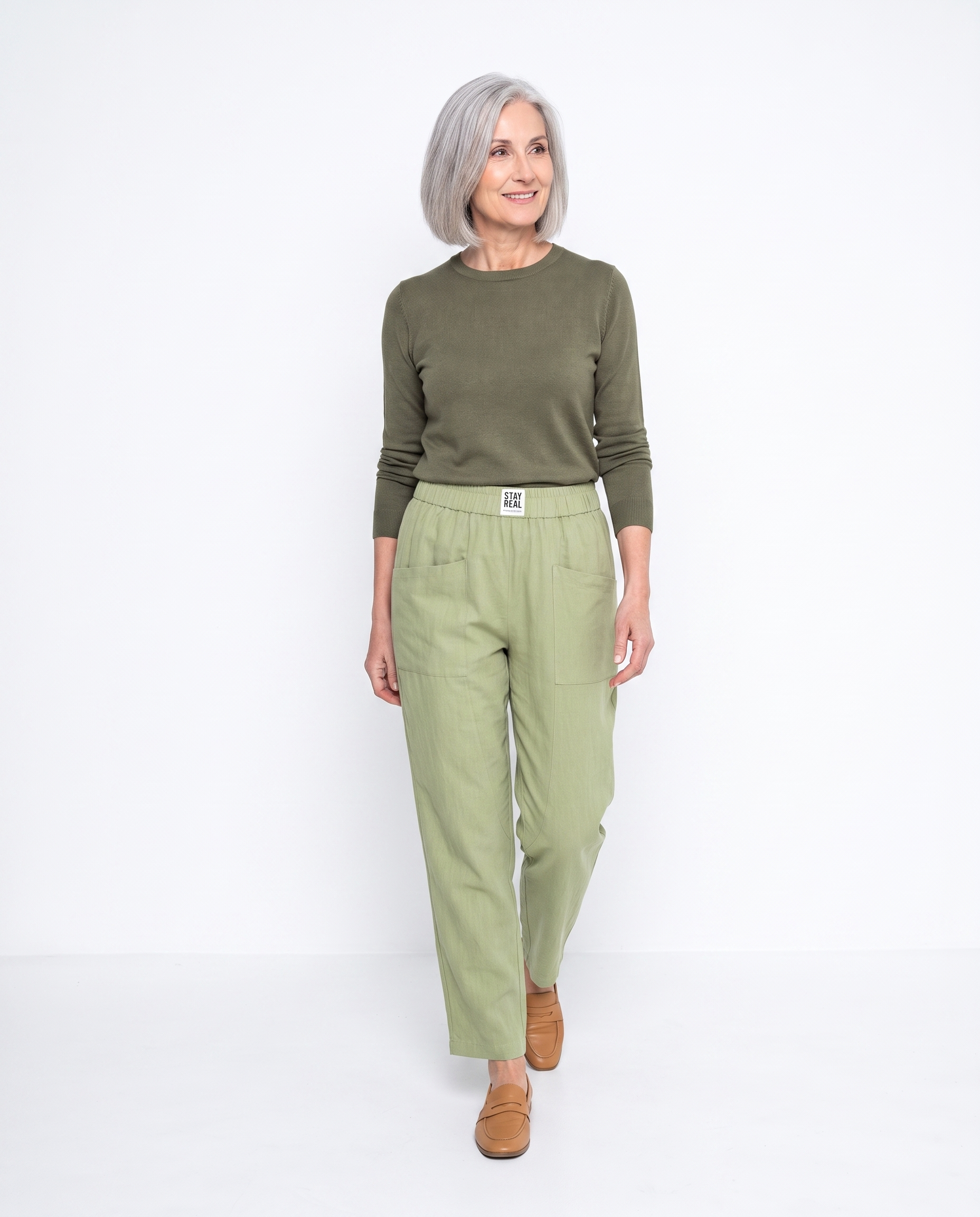 Linnen Broek met Elastische Taille en Zakken