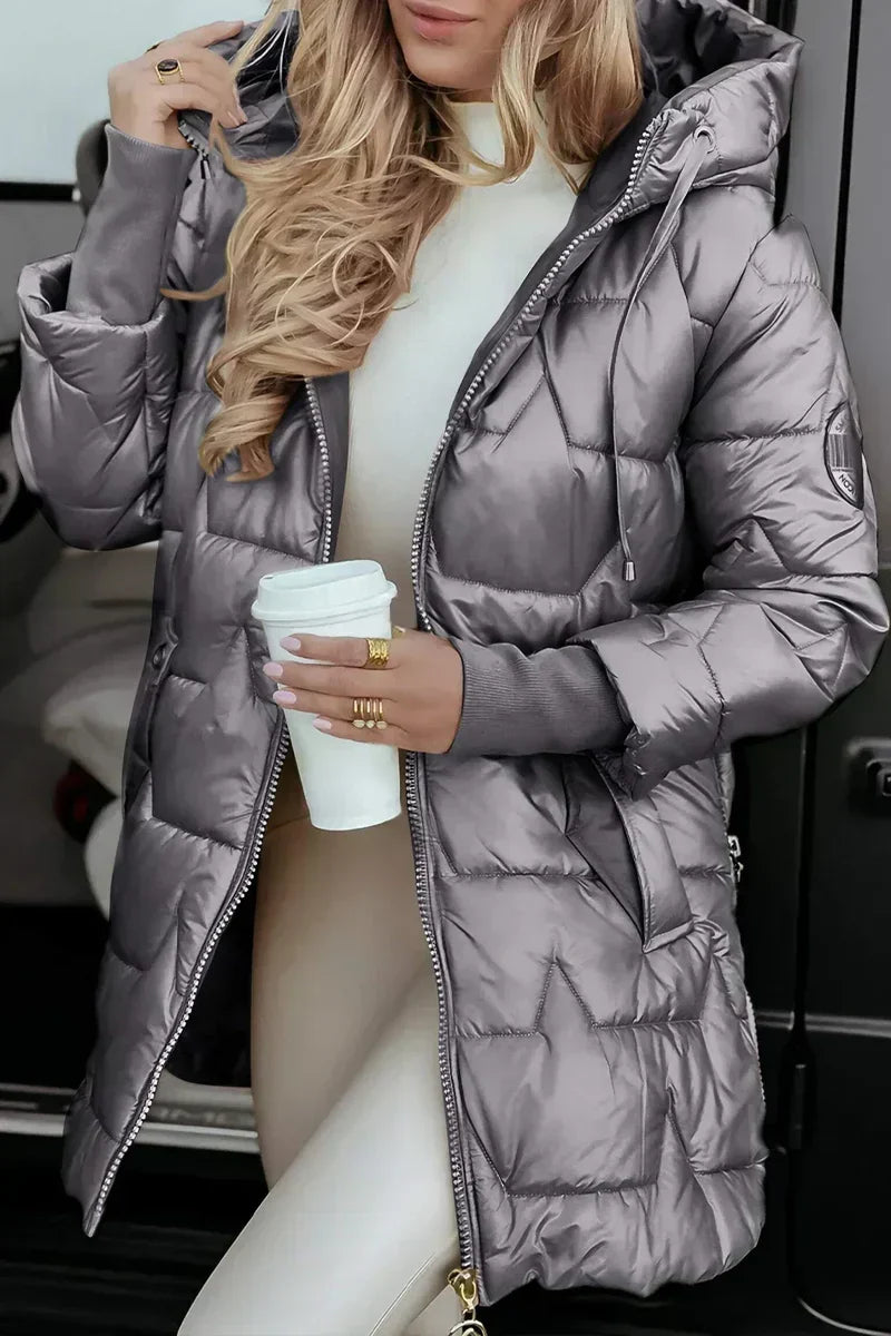 Wendy | Stijlvolle Glanzende Lange Winterjas