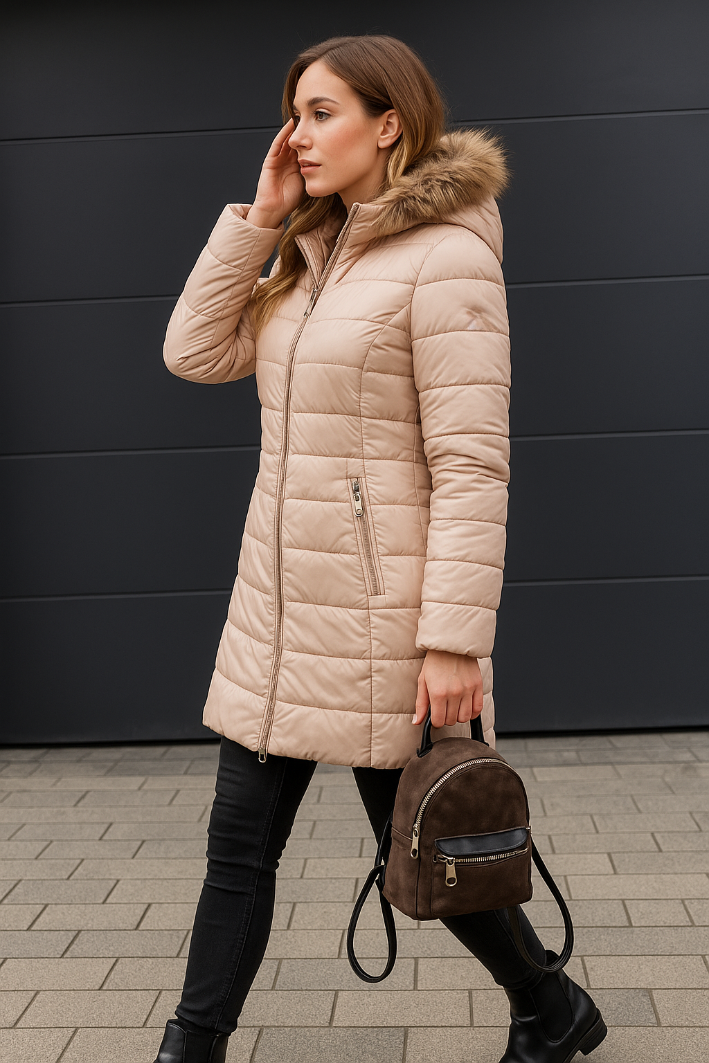 Nadine - Elegante Getailleerde Donzen Winterjas