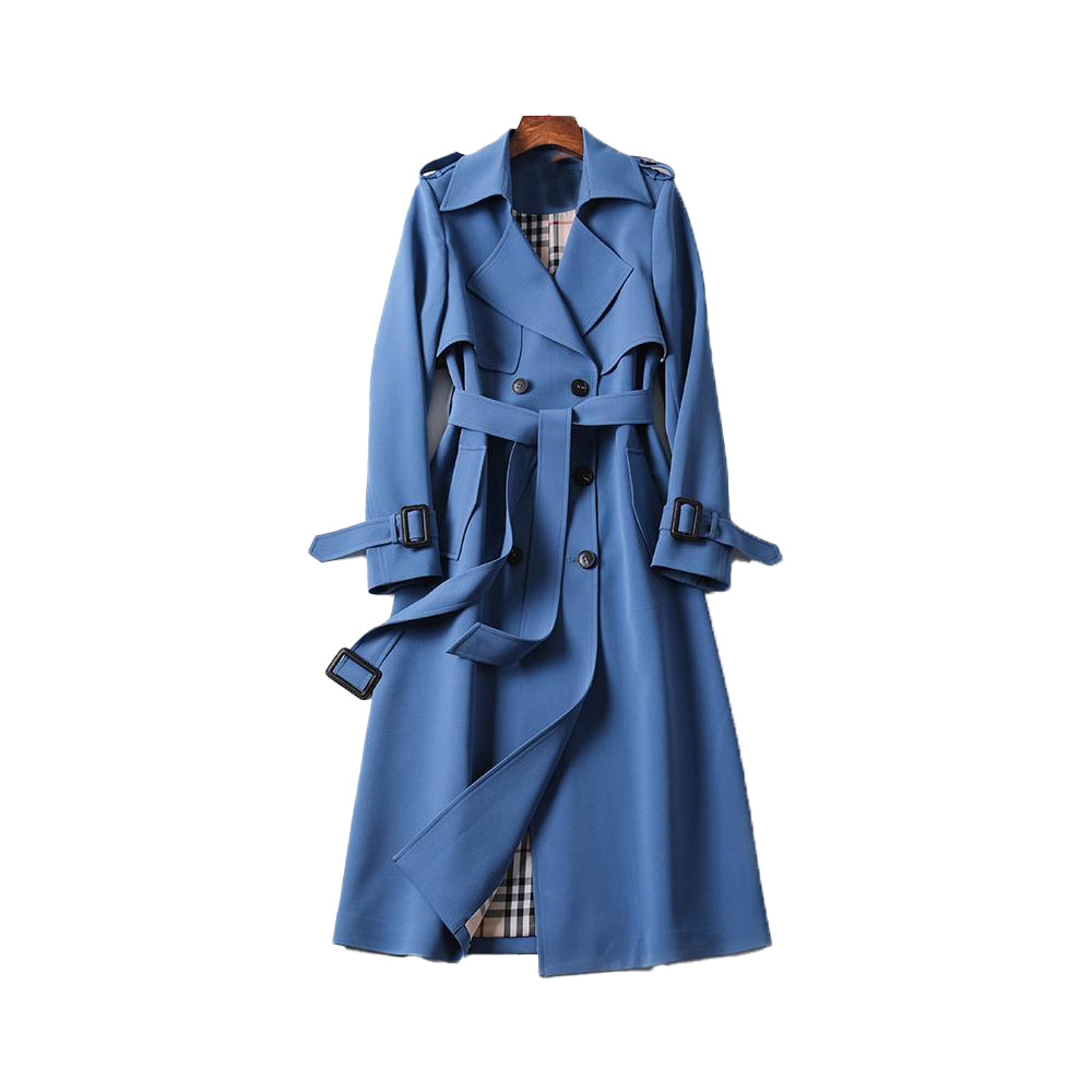 Caroline - Elegante Geruite Lange Trenchcoat