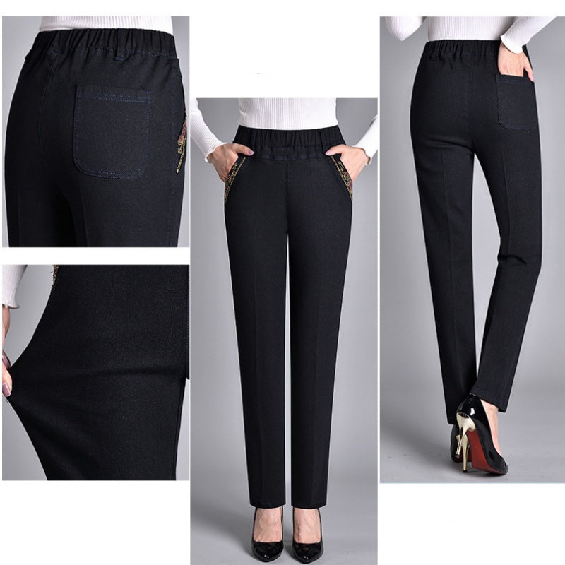 Stretch Jeans met Elastische Taille en Steekzakken