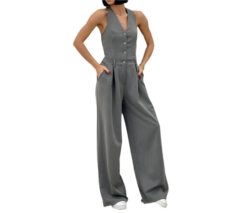 Mouwloze Jumpsuit met Wijde Pijpen