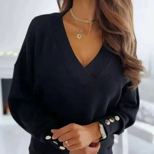 Joanne - Elegante Gebreide V-Hals Trui
