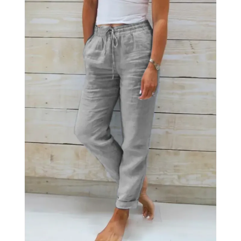 Linnen Broek met Elastische Taille