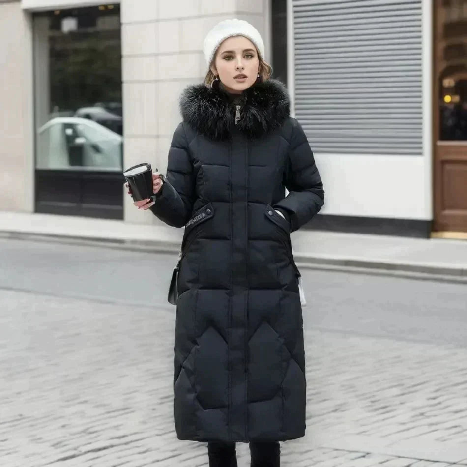 Grace - Stijlvolle Lange Gevoerde Donzen Winterjas