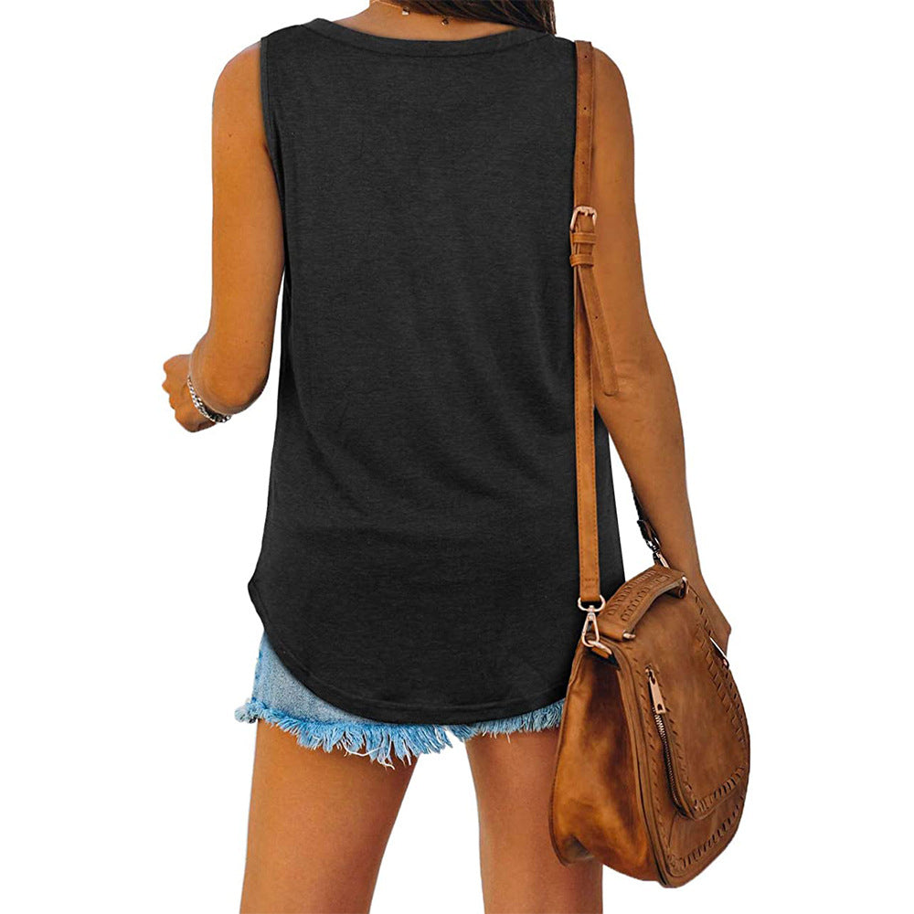 Basic Tanktop met V-hals en Ronde Zoom