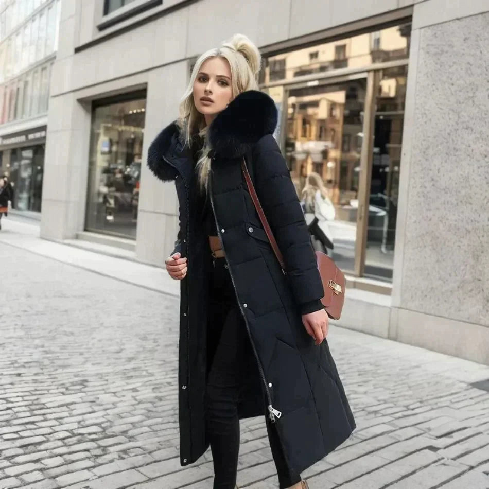 Grace - Stijlvolle Lange Gevoerde Donzen Winterjas