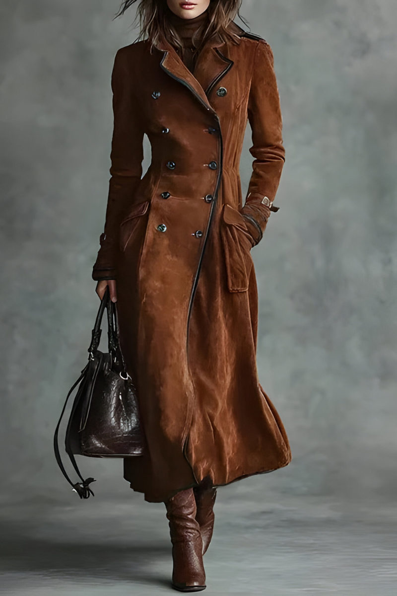 Diane | Elegante Lange Suède Mantel