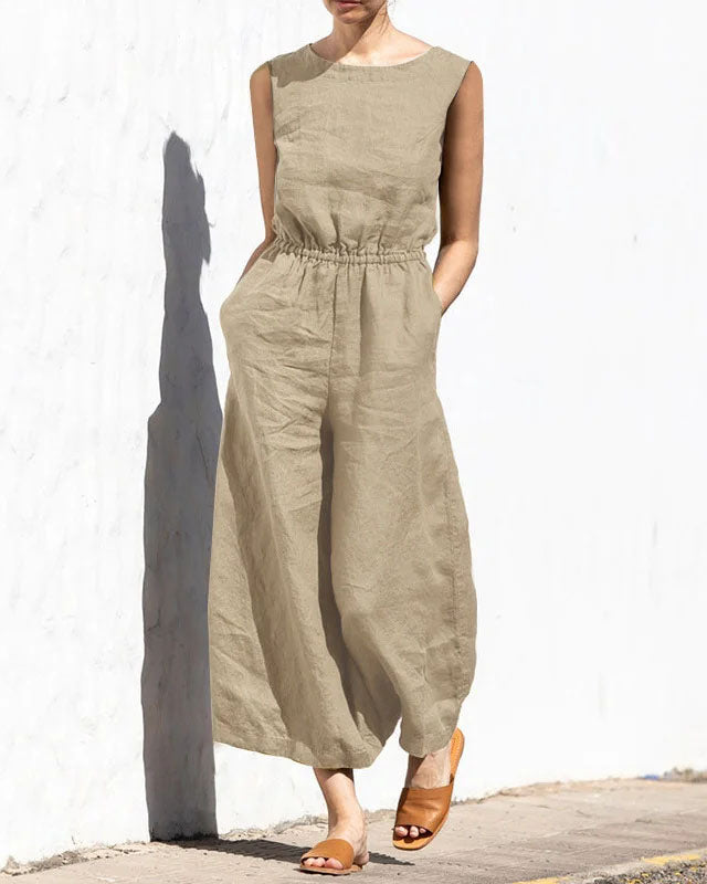 Linnen Jumpsuit met Wijde Pijpen