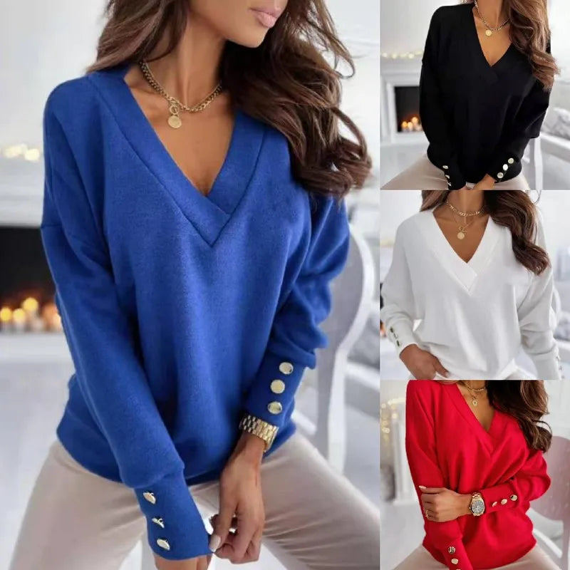 Joanne - Elegante Gebreide V-Hals Trui
