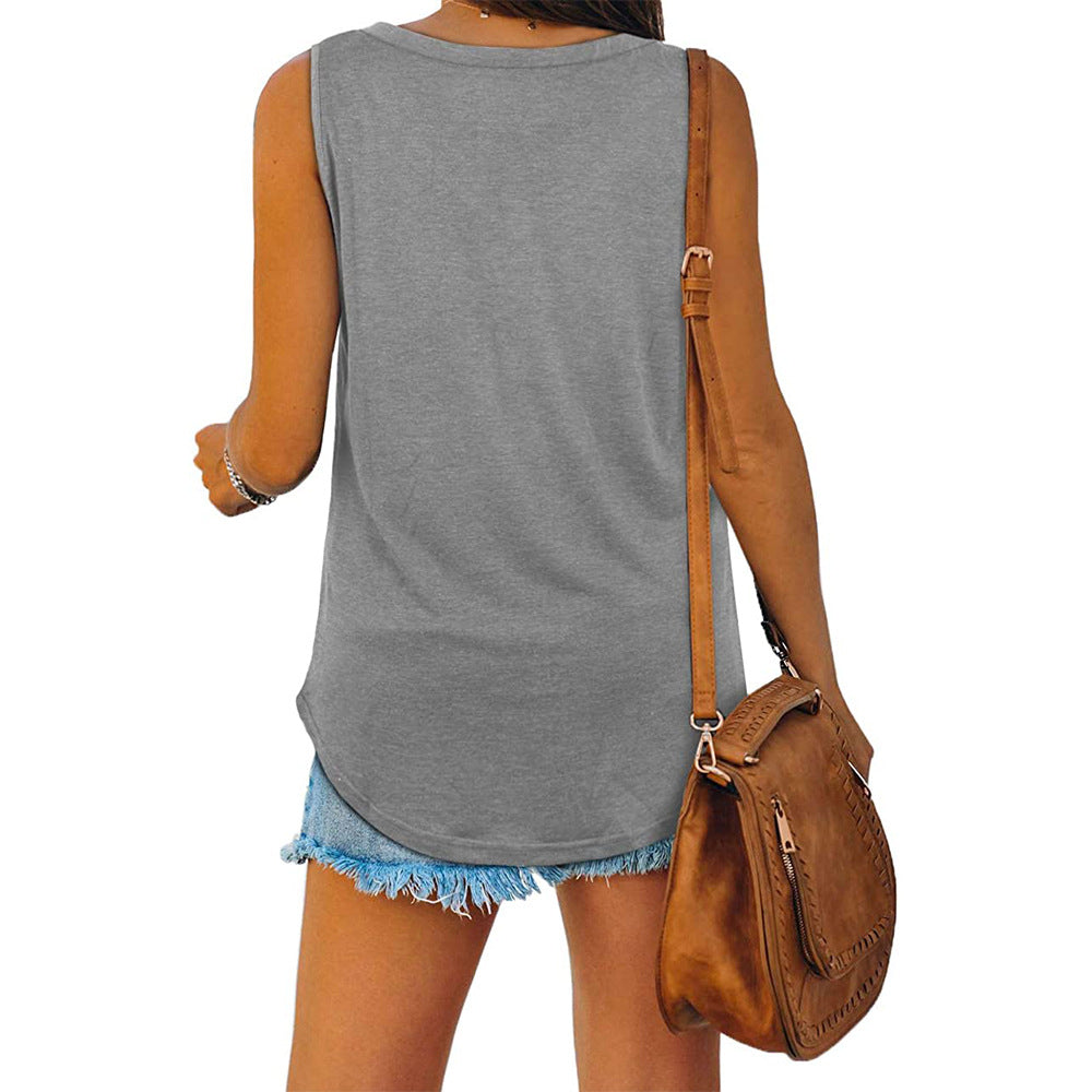 Basic Tanktop met V-hals en Ronde Zoom