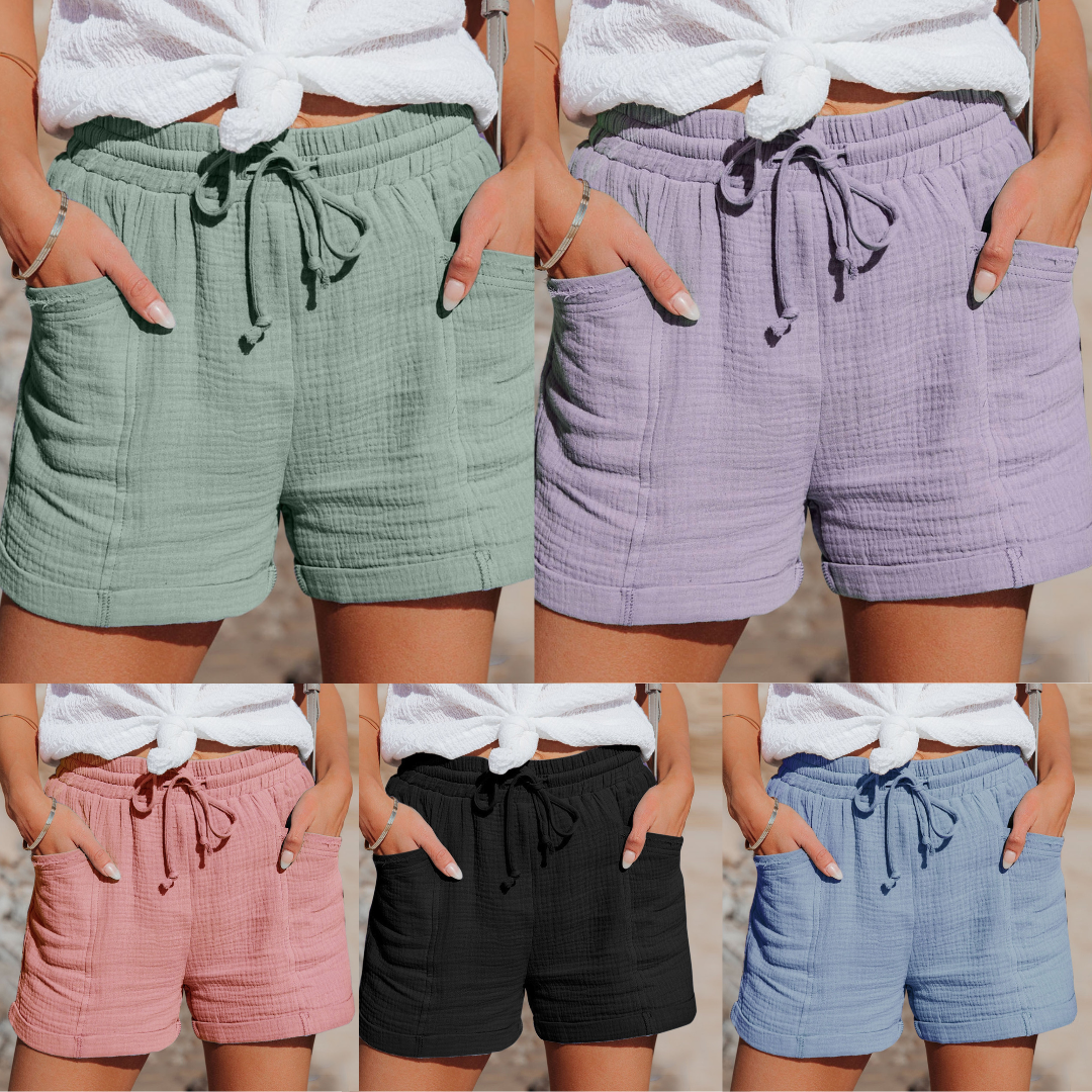 Katoenen Short met Elastische Taille en Zakken