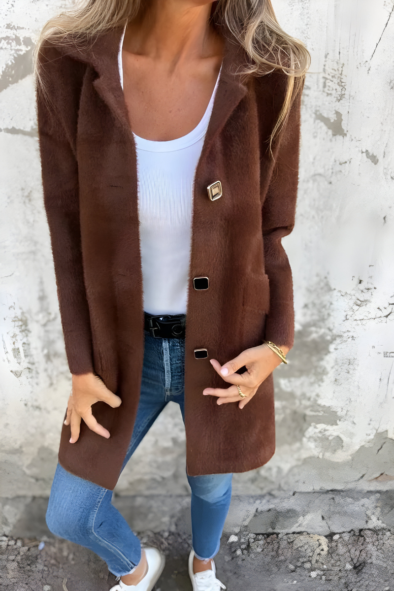 Paula | Elegante Lange Teddy Mantel