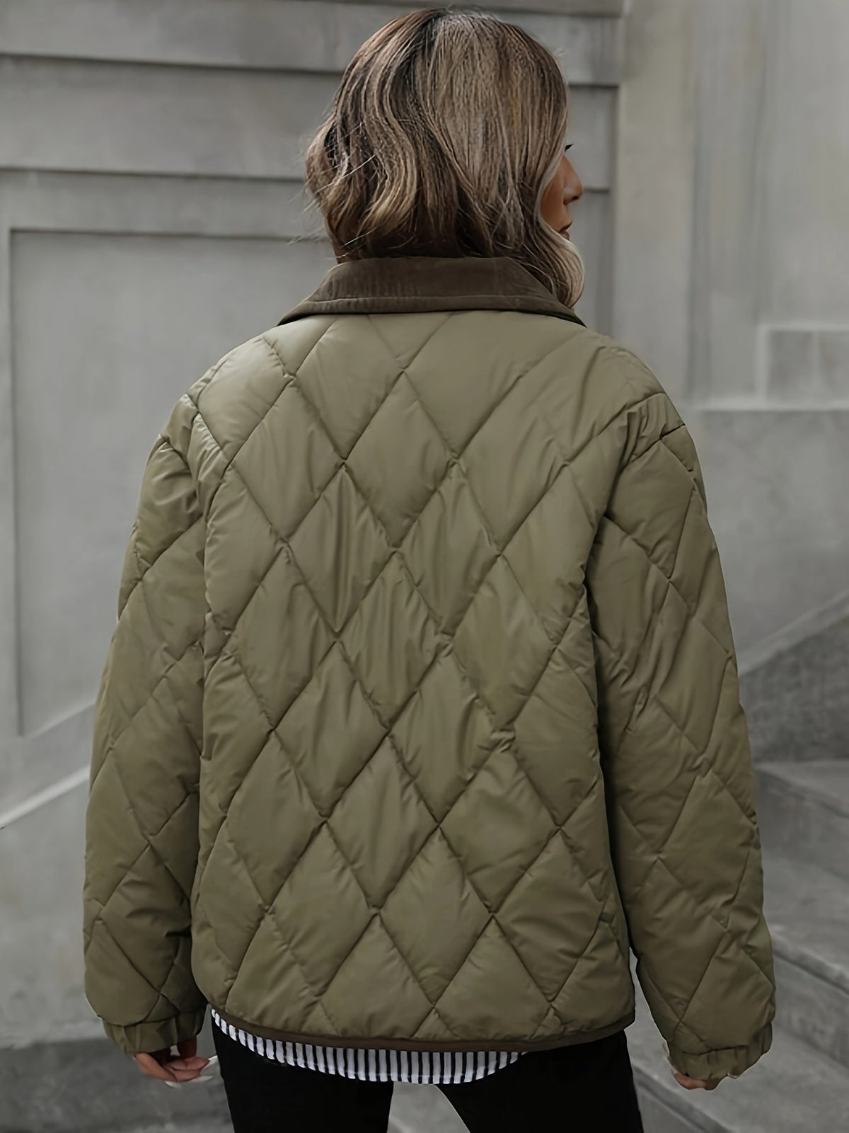 Emma - Elegante Gewatteerde Corduroy Winterjas