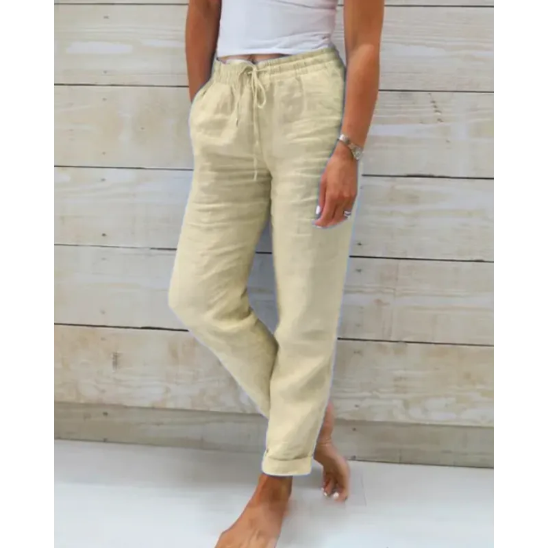 Linnen Broek met Elastische Taille
