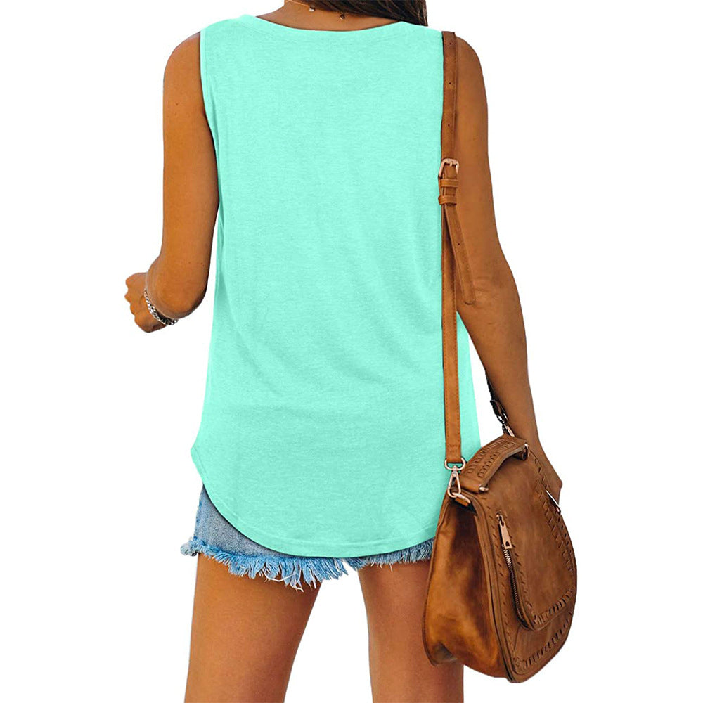 Basic Tanktop met V-hals en Ronde Zoom
