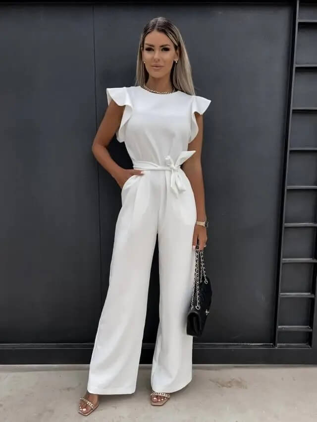 Jumpsuit met Ruffle Mouwen en Ceintuur